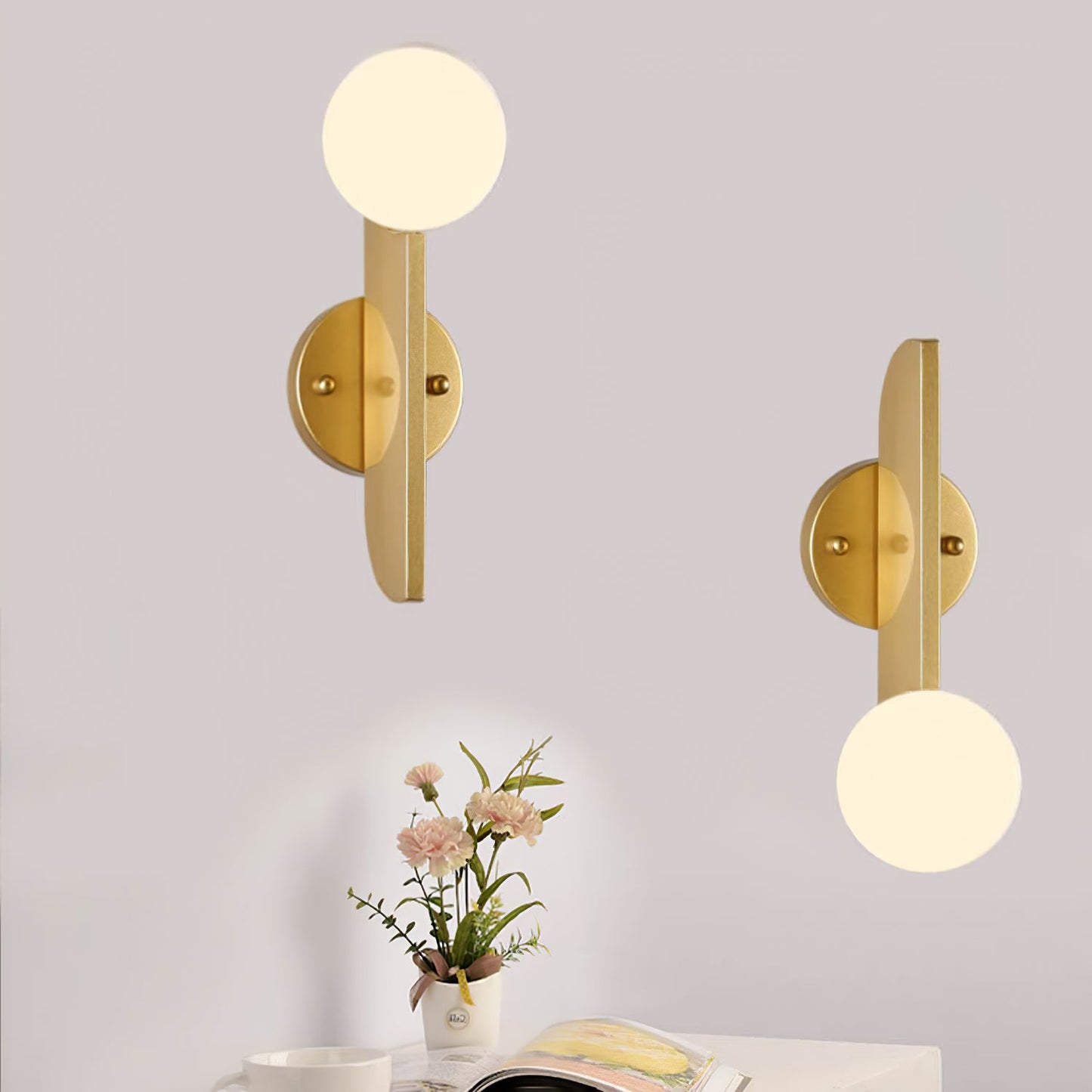 Bower Sconce | Brass and Glass | White