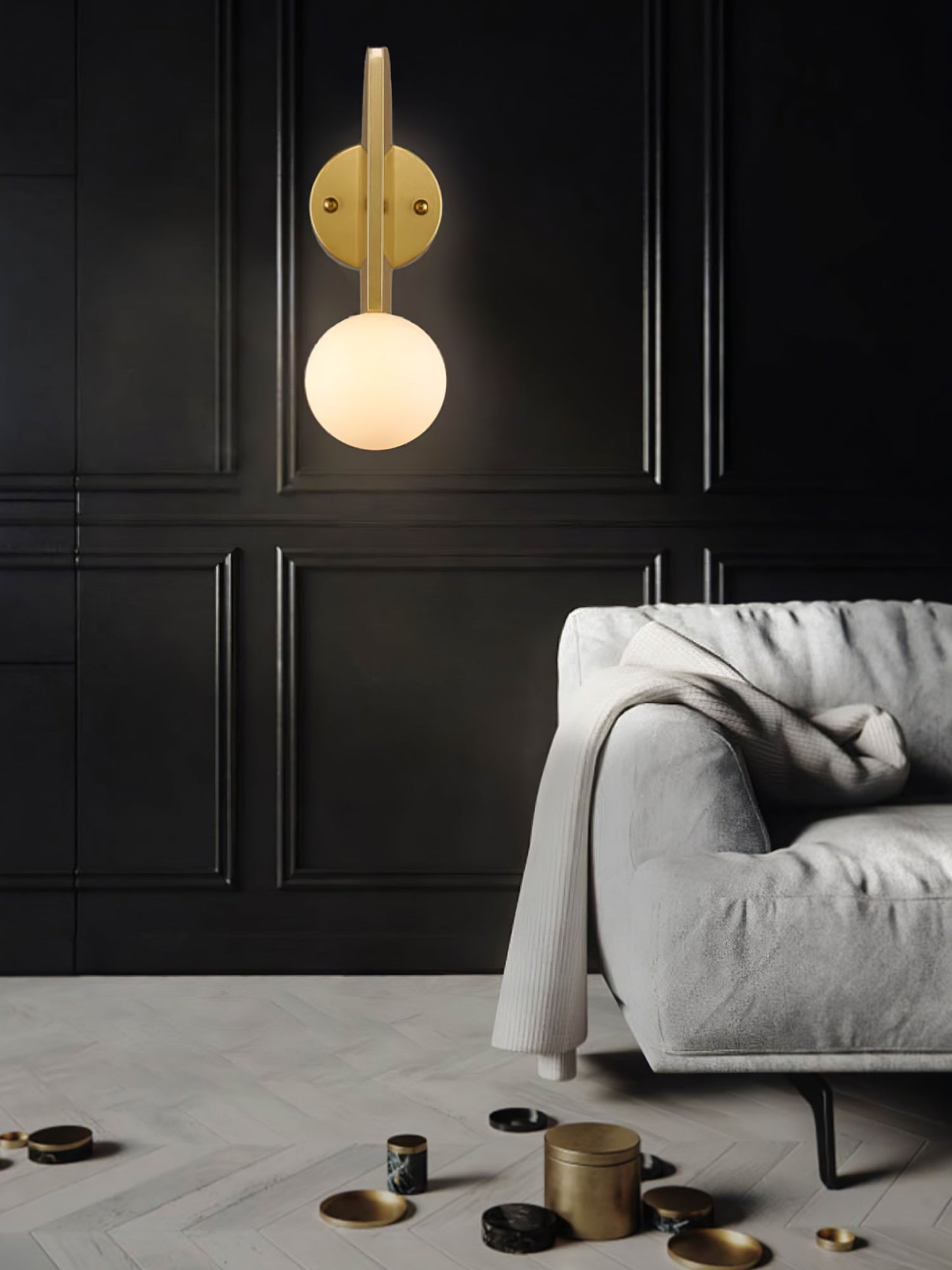 Bower Sconce | Brass and Glass | White