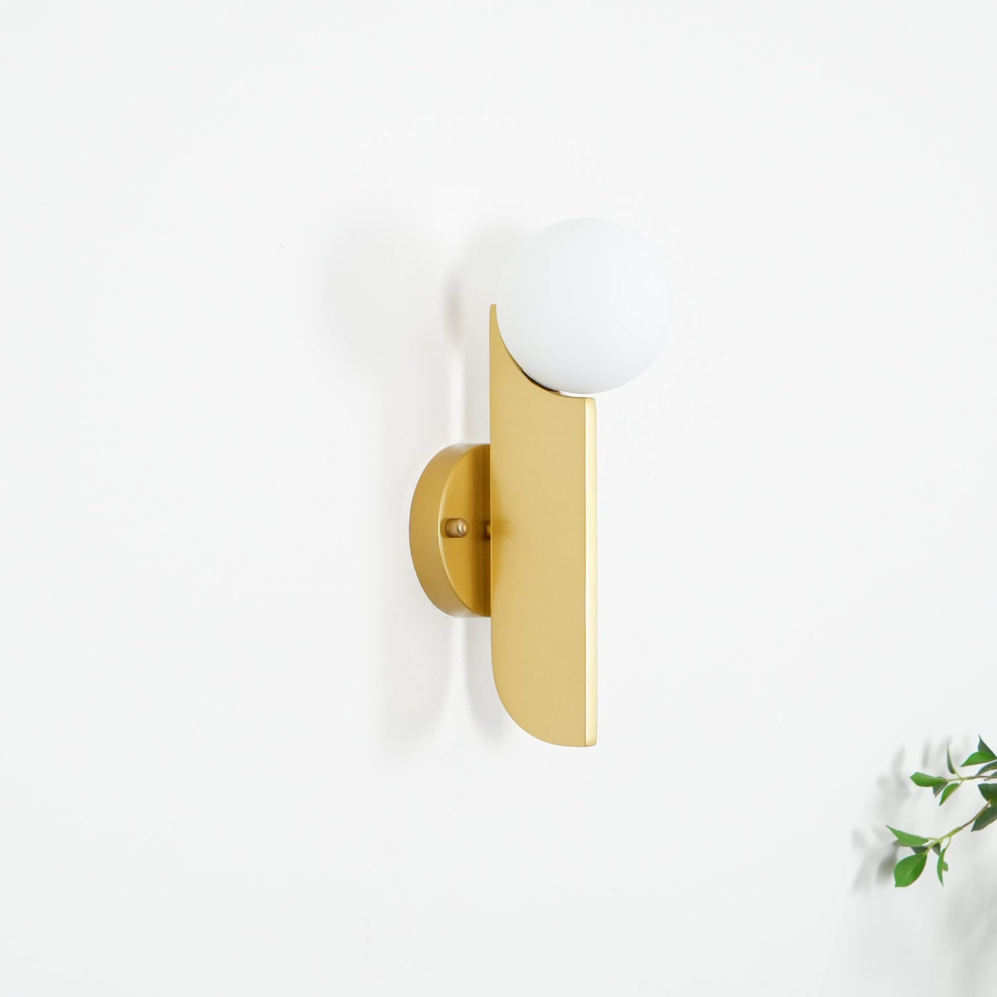 Bower Sconce | Brass and Glass | White