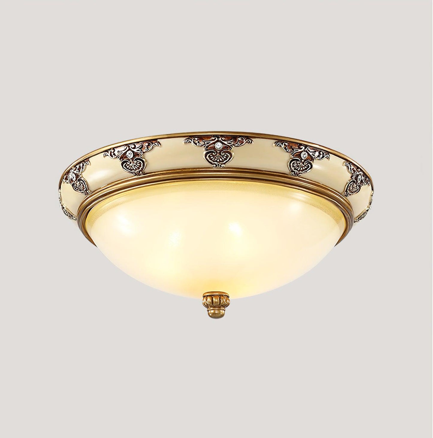 Brahm Flush Ceiling Light | Antique Beige | Frosted Glass