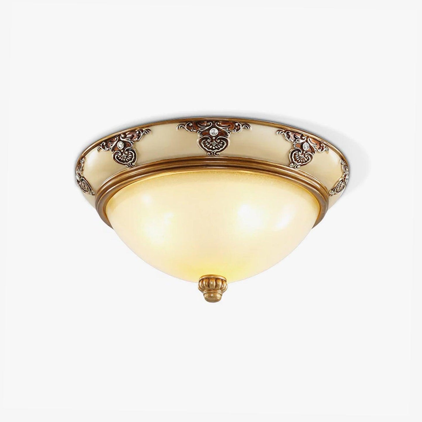 Brahm Flush Ceiling Light | Antique Beige | Frosted Glass