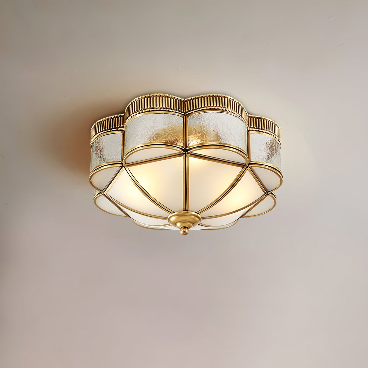 Brass Domed Ceiling Lamp | Brass & Glass | White Shade