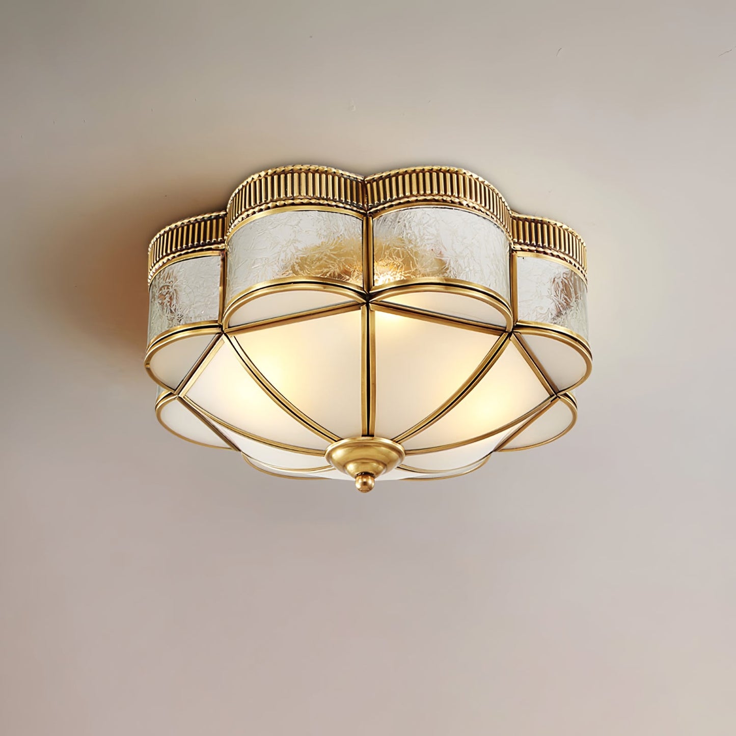 Brass Domed Ceiling Lamp | Brass & Glass | White Shade