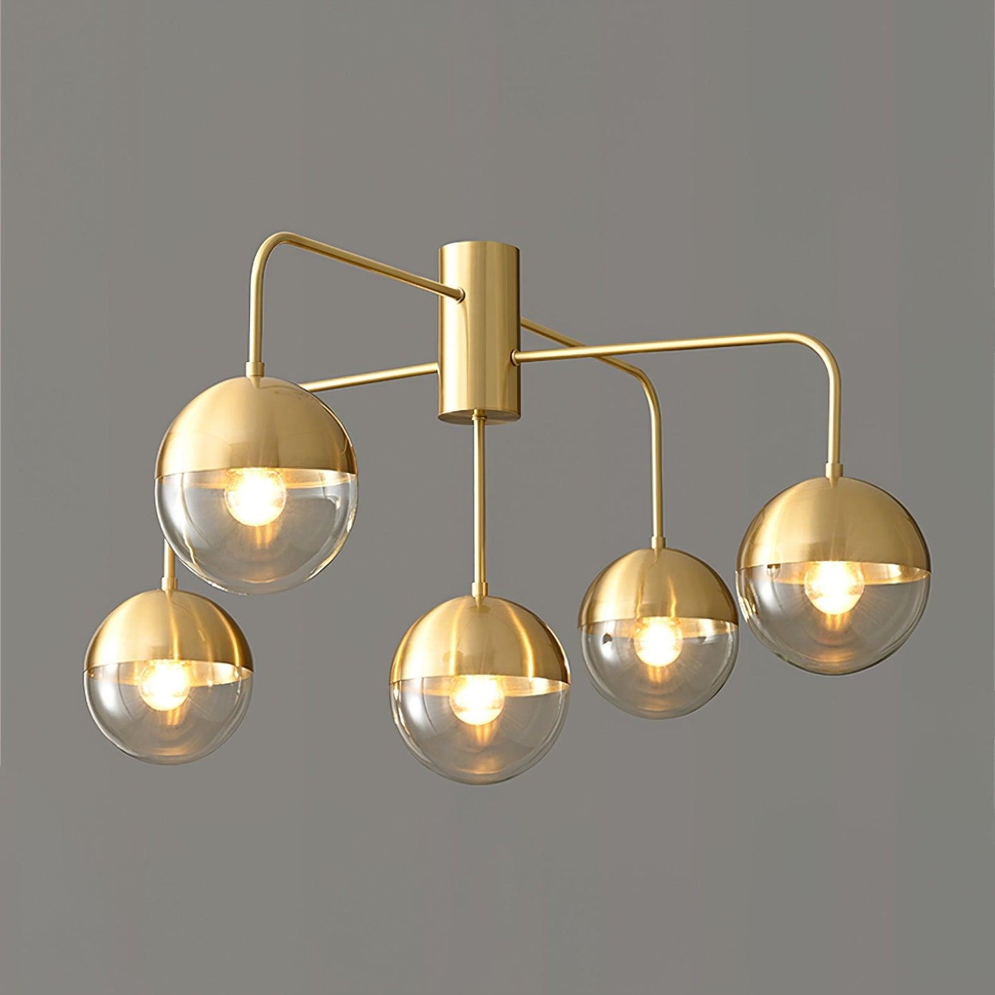 Brass Ceiling Lamp | Glass & Brass | Gold or Black Finish
