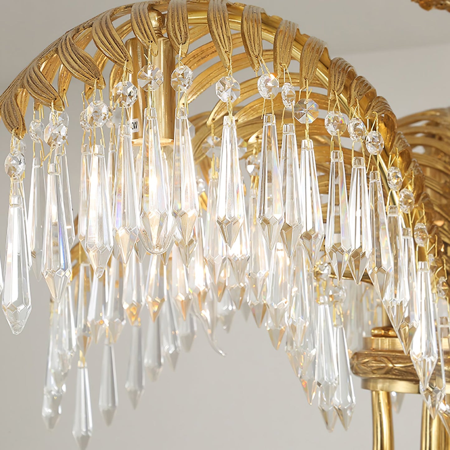 Palm Leaf Crystal Chandelier | Handcrafted Brass & Crystal | 3, 6, 8 Heads