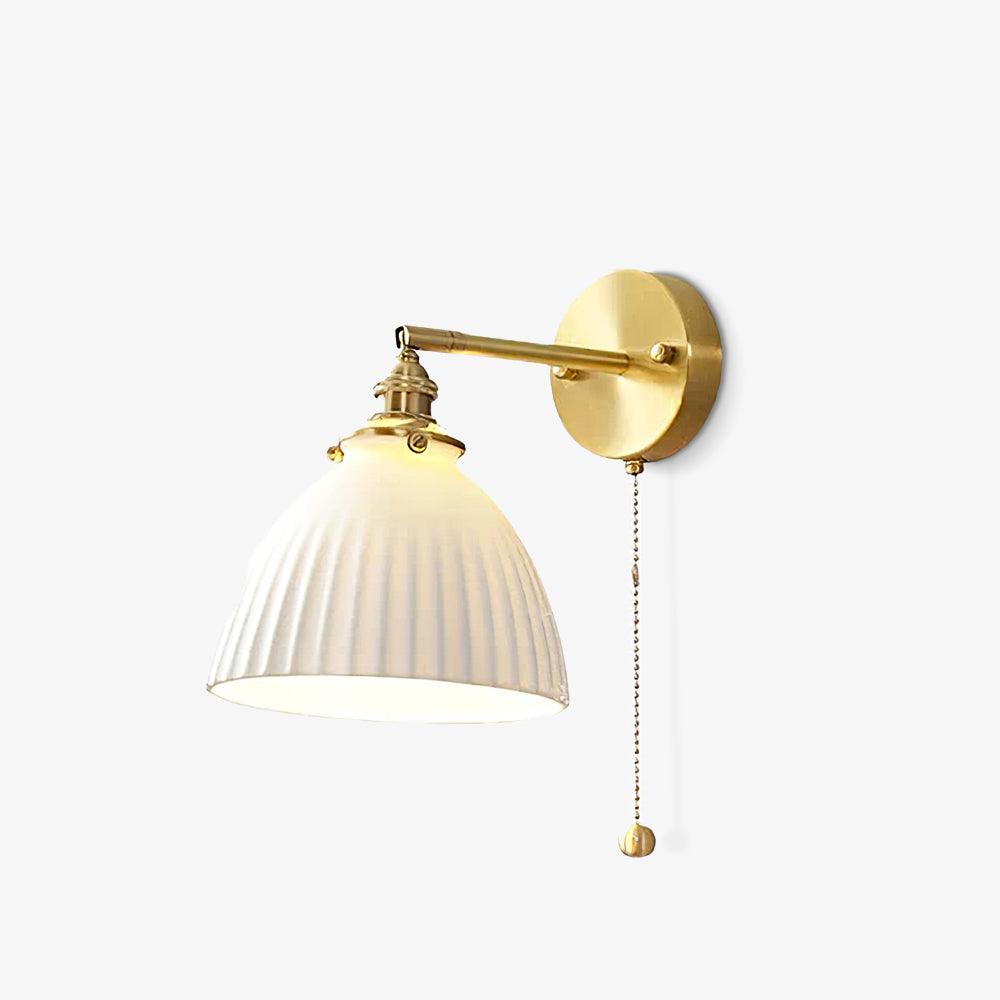 Brass Wall Lamp | Ceramic Pleated | Set of 2