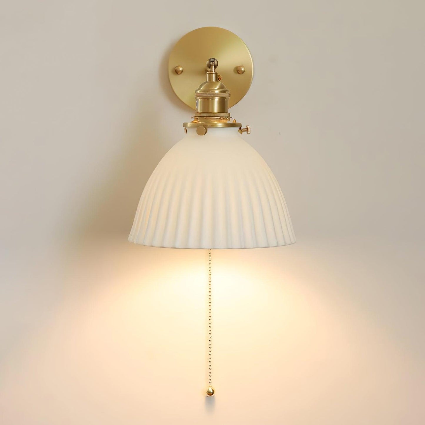 Brass Wall Lamp | Ceramic Pleated | Set of 2