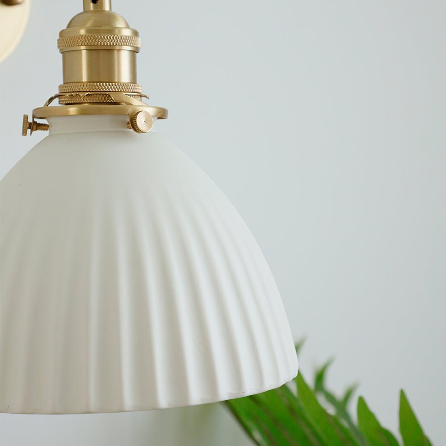 Brass Wall Lamp | Ceramic Pleated | Set of 2