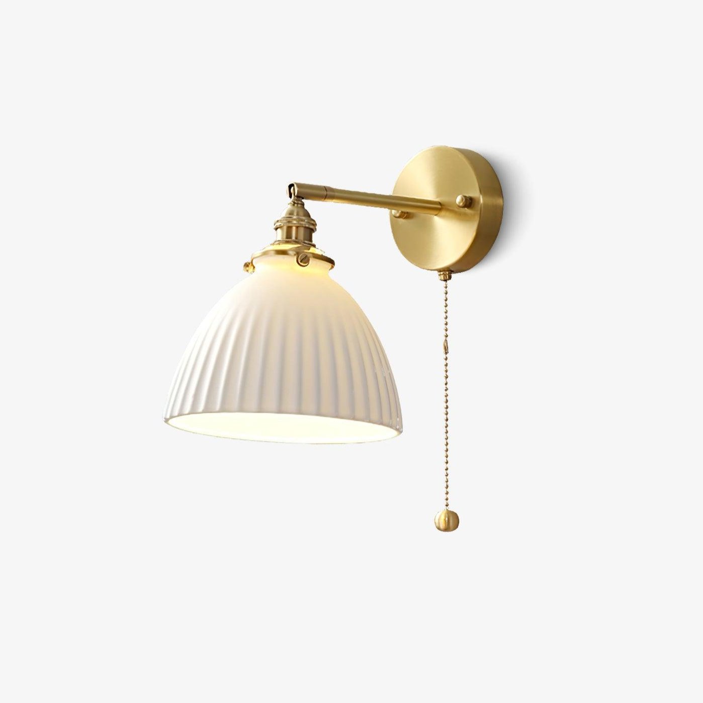Brass Wall Lamp | Ceramic Pleated | Set of 2