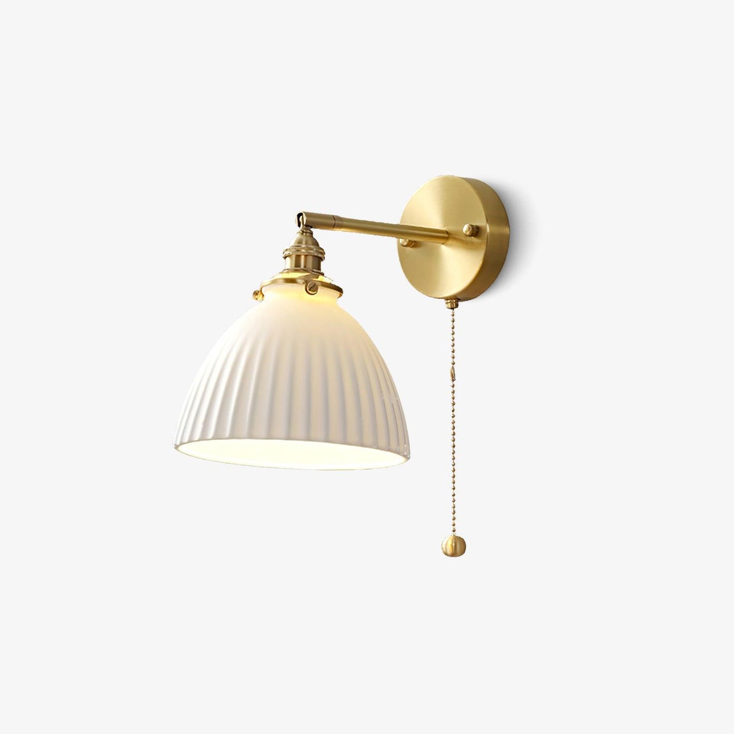 Brass Wall Lamp | Ceramic Pleated | Set of 2