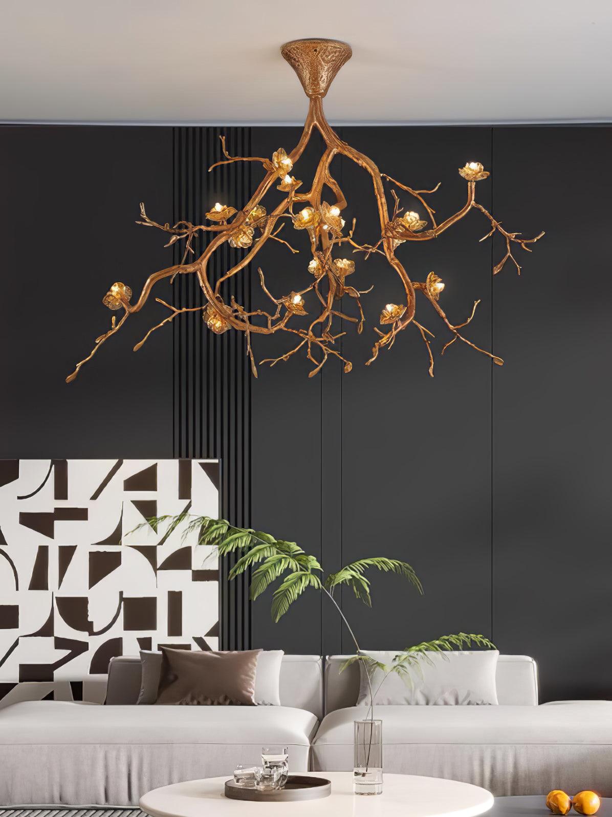 Tree Branches Ceiling Lamp | Pure Copper & Ceramic | 120cm Diameter
