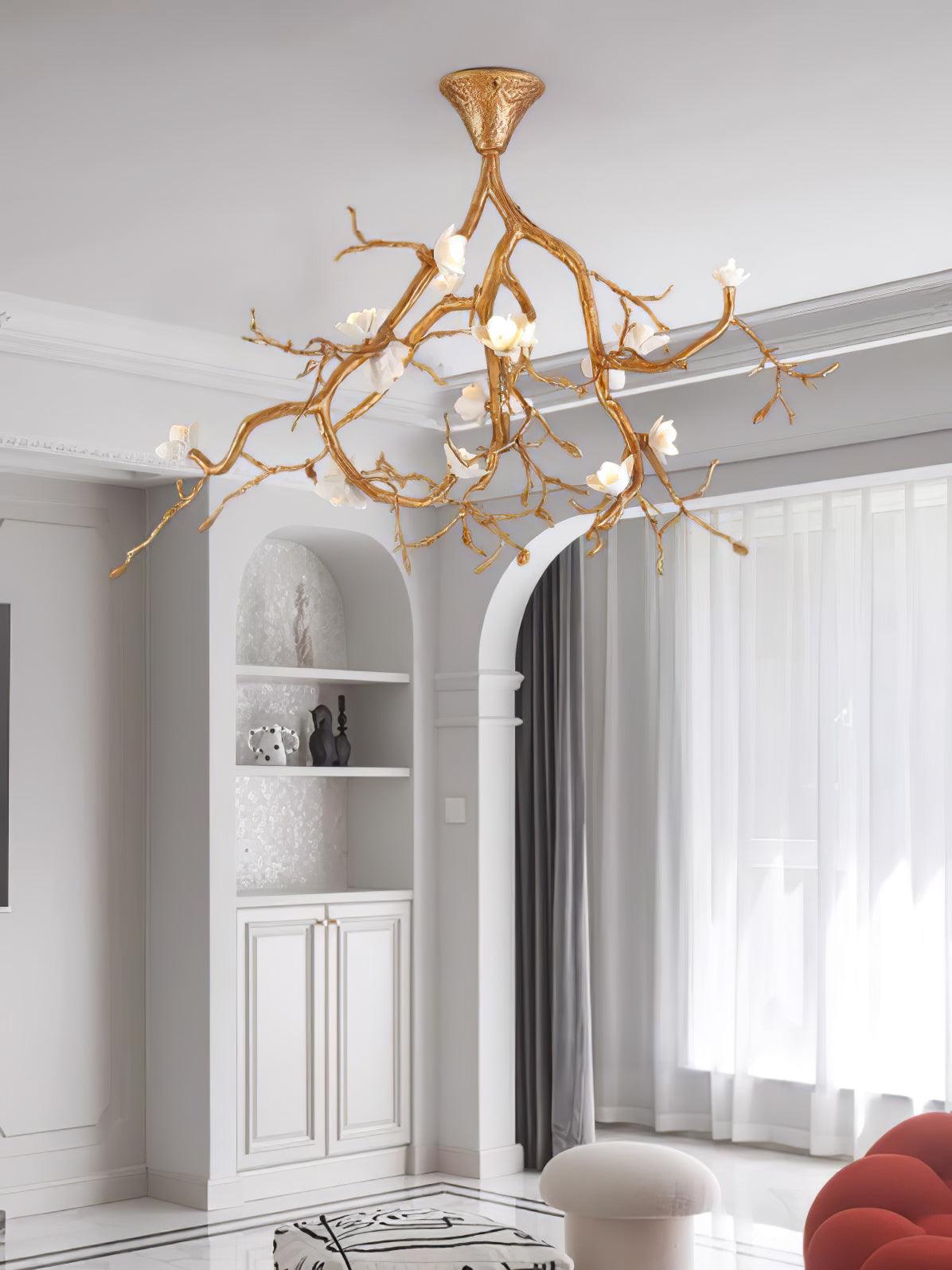 Tree Branches Ceiling Lamp | Pure Copper & Ceramic | 120cm Diameter