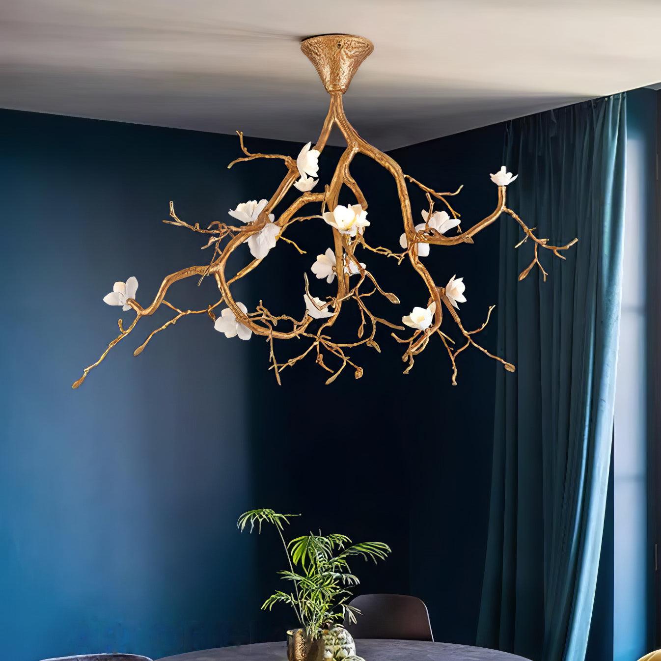 Tree Branches Ceiling Lamp | Pure Copper & Ceramic | 120cm Diameter