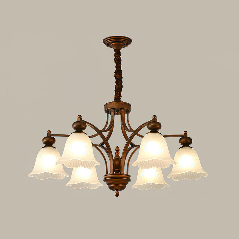 Bellrose Chandelier | Metal & Frosted Glass | Reddish Brown, 3-10 Lights