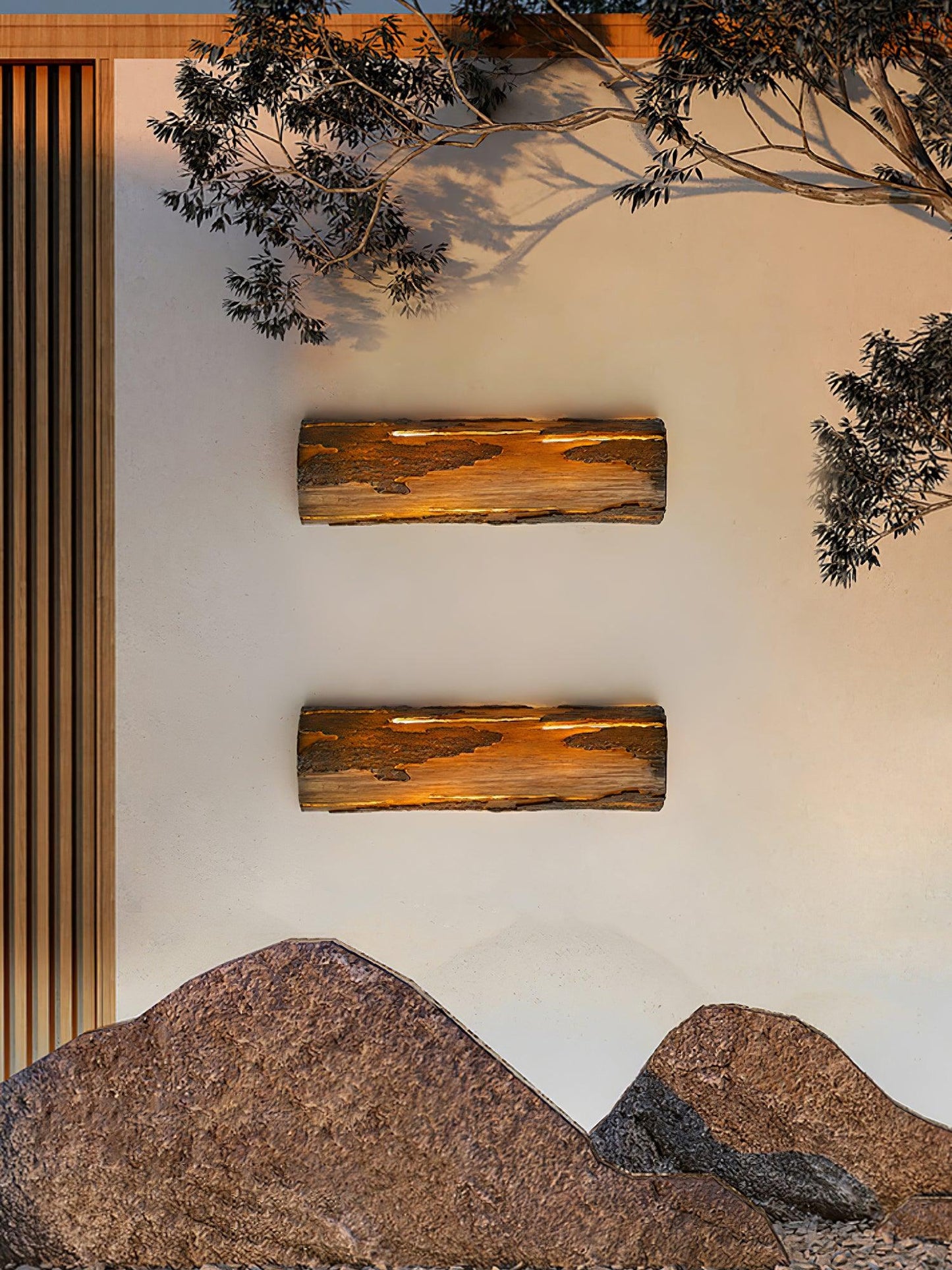 Broken Bark Wall Light | Iron, Metal, Resin | White, Bark color