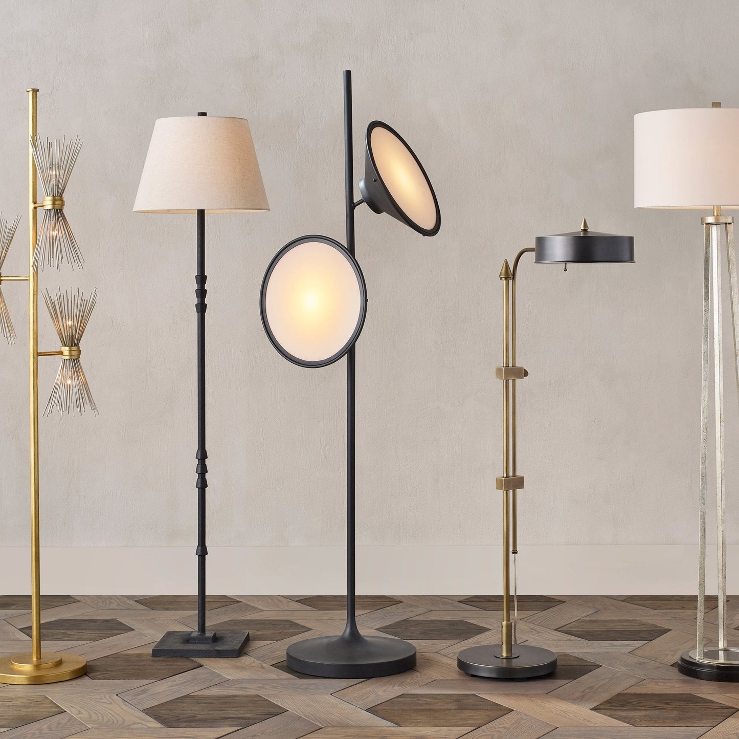 Bulat Floor Lamp | Antique Black Metal & Frosted Glass | 152cm Height