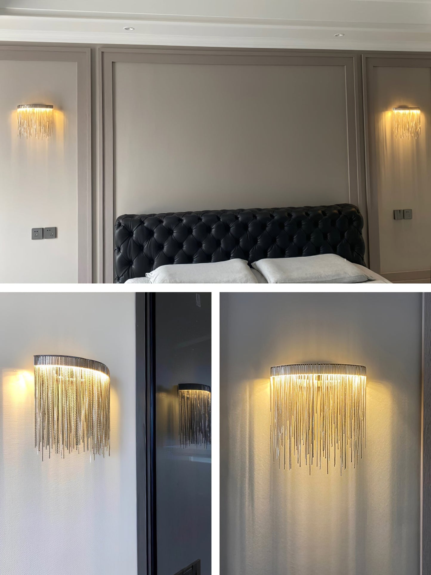 Cadena Tassel Wall Lamp | Metal & Stainless Steel | Gold or Chrome