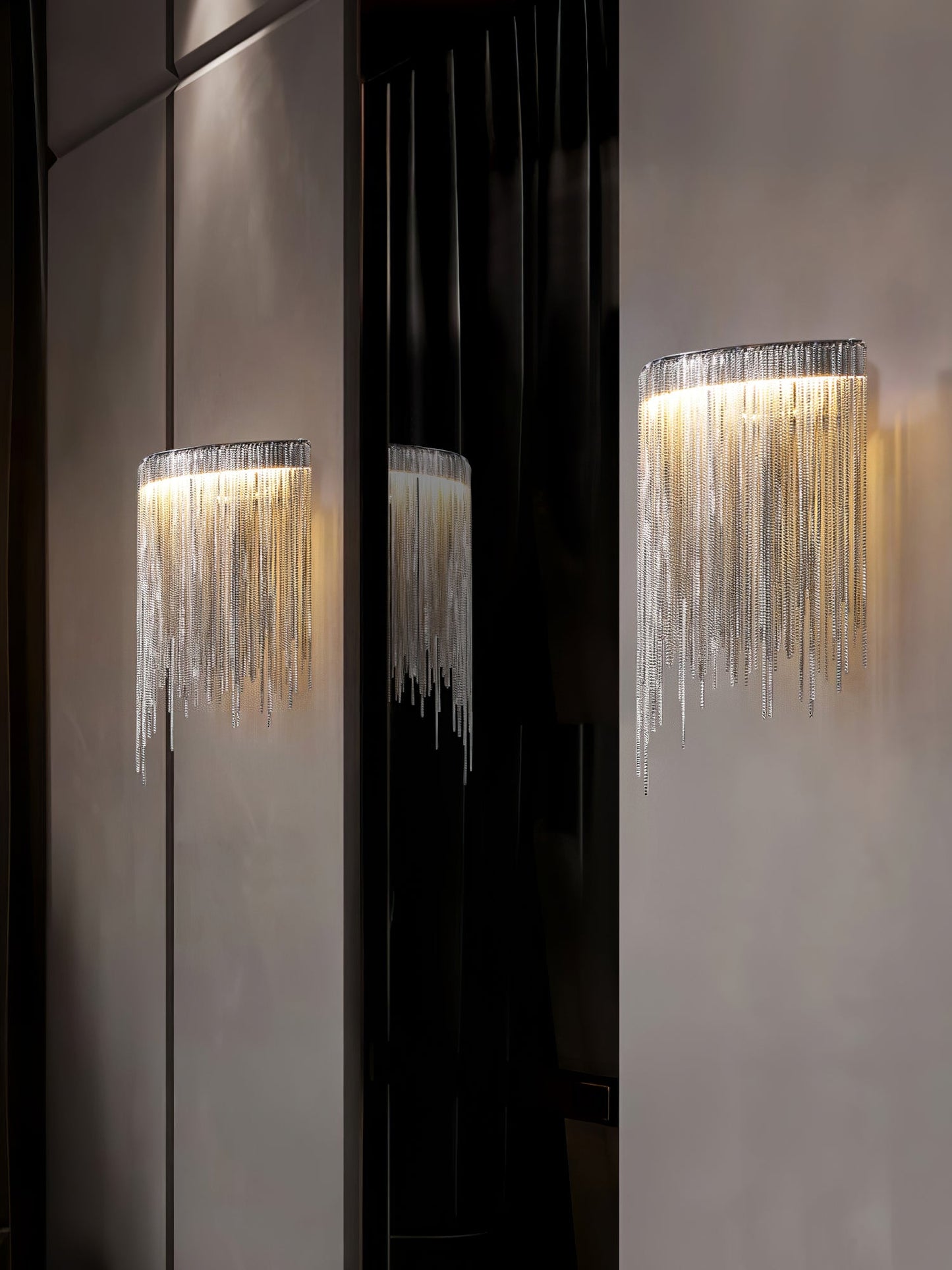 Cadena Tassel Wall Lamp | Metal & Stainless Steel | Gold or Chrome