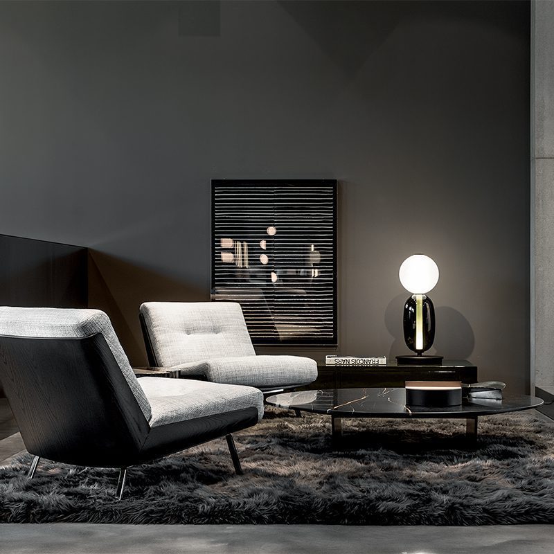 Pebbles Table Lamp | Hand-Blown Crystal & Metal | Black Shade