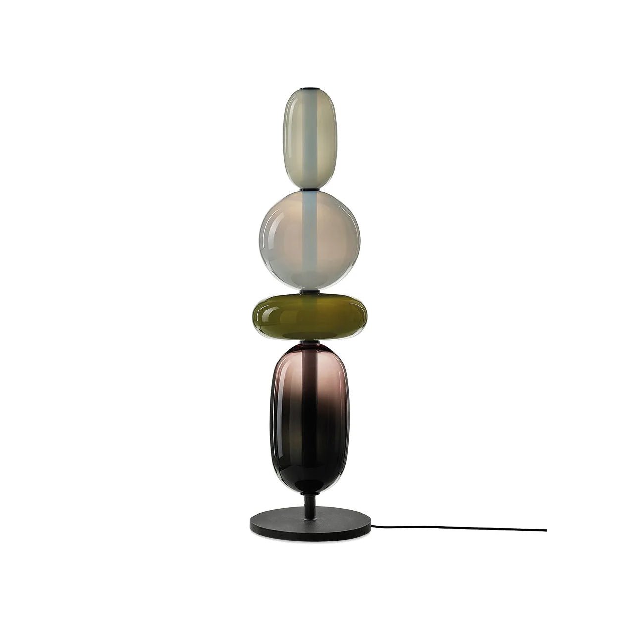 Pebbles Table Lamp | Hand-Blown Crystal & Metal | Black Shade