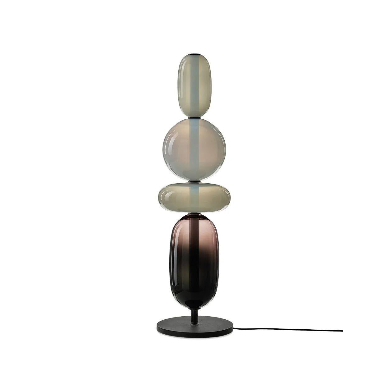 Pebbles Table Lamp | Hand-Blown Crystal & Metal | Black Shade