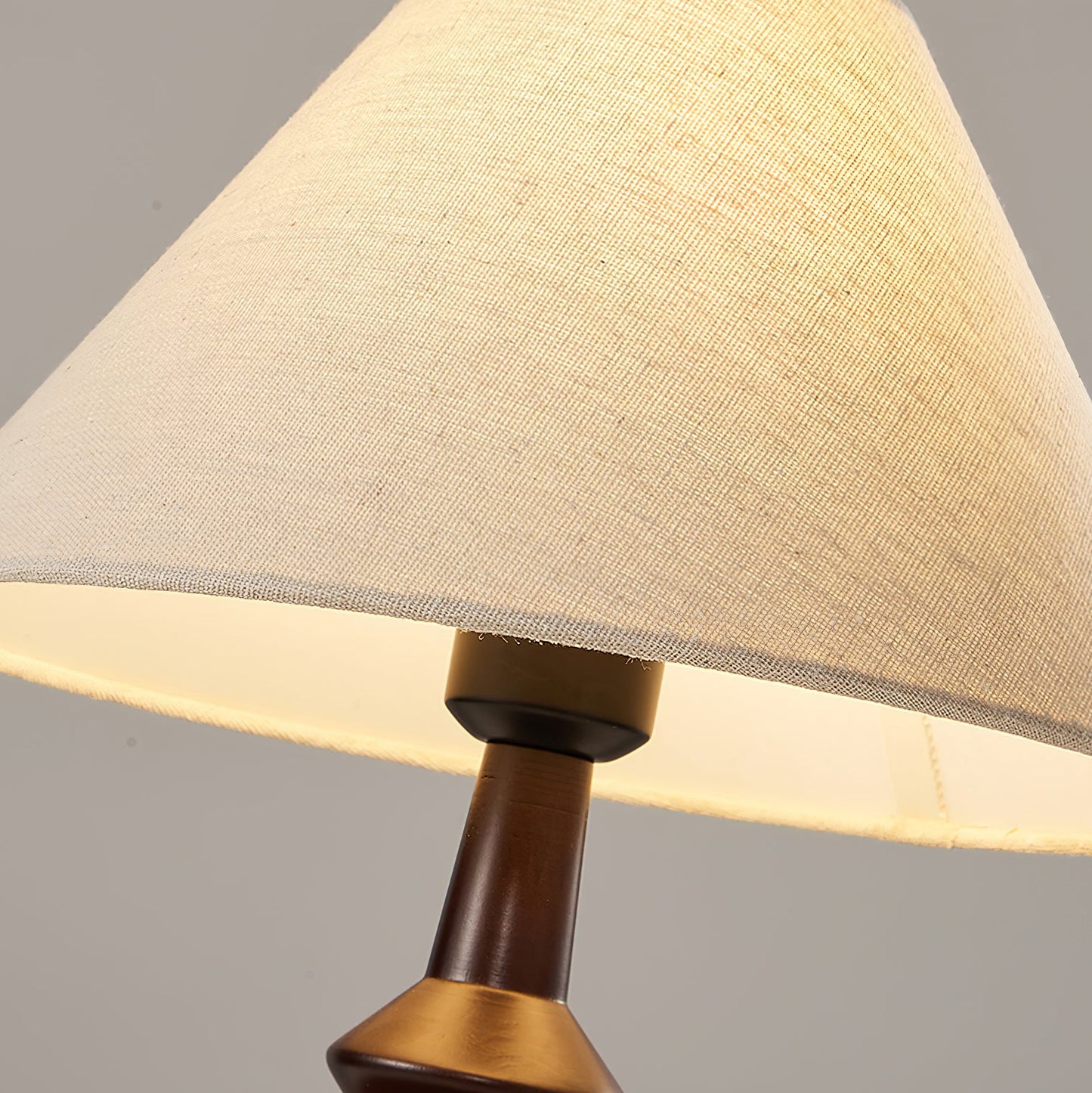 Canora Table Lamp | Walnut Wood Base & Beige Fabric Shade | Retro Design