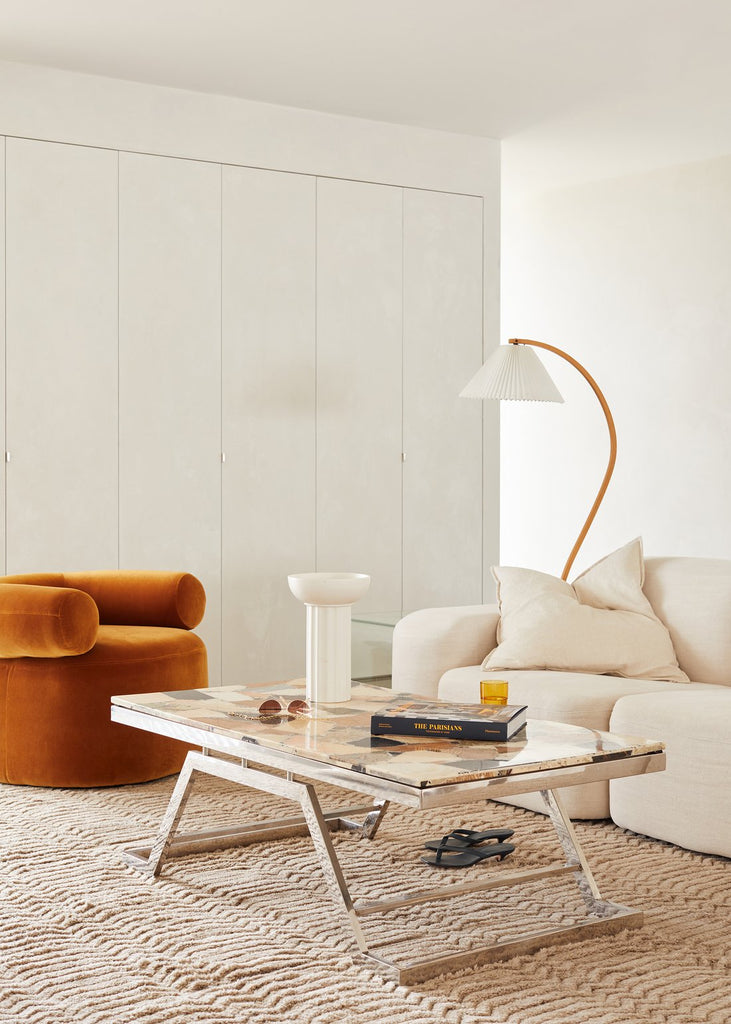 Mid-Century Floor Lamp | Beech Wood & Linen | White, Beige, Brown
