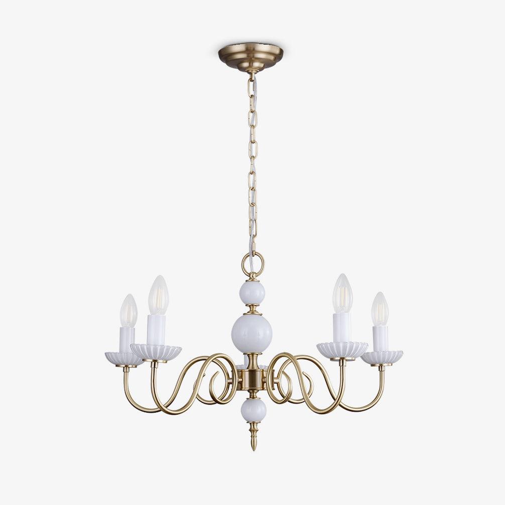 Carlita Chandelier | Brass & Glass | 5 Adjustable Arms