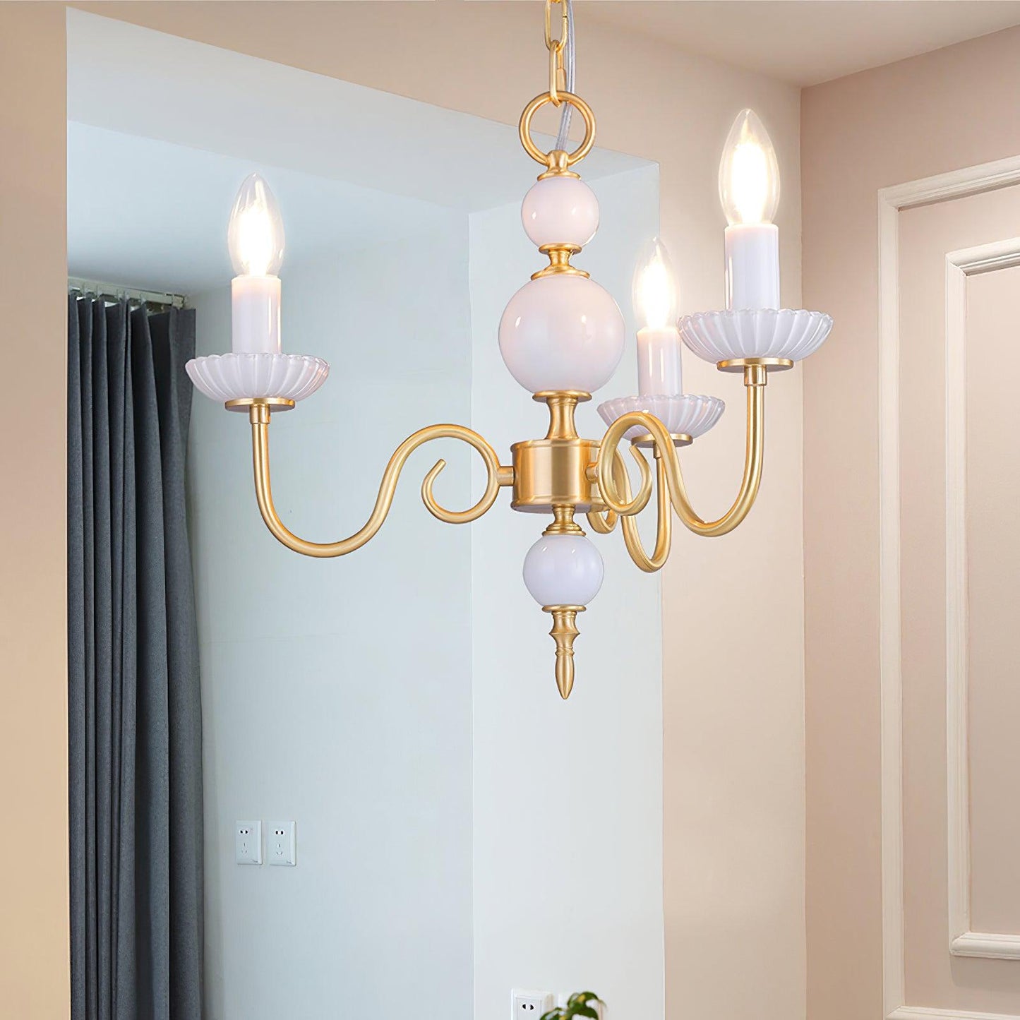 Carlita Chandelier | Brass & Glass | 5 Adjustable Arms