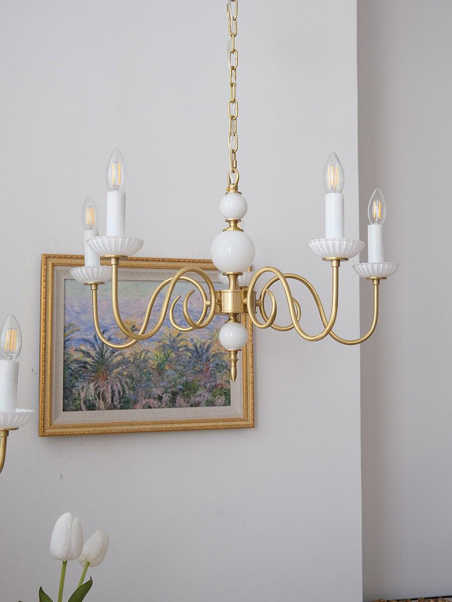Carlita Chandelier | Brass & Glass | 5 Adjustable Arms