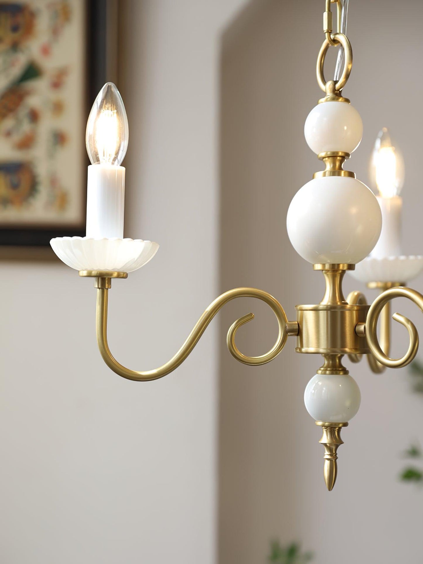 Carlita Chandelier | Brass & Glass | 5 Adjustable Arms