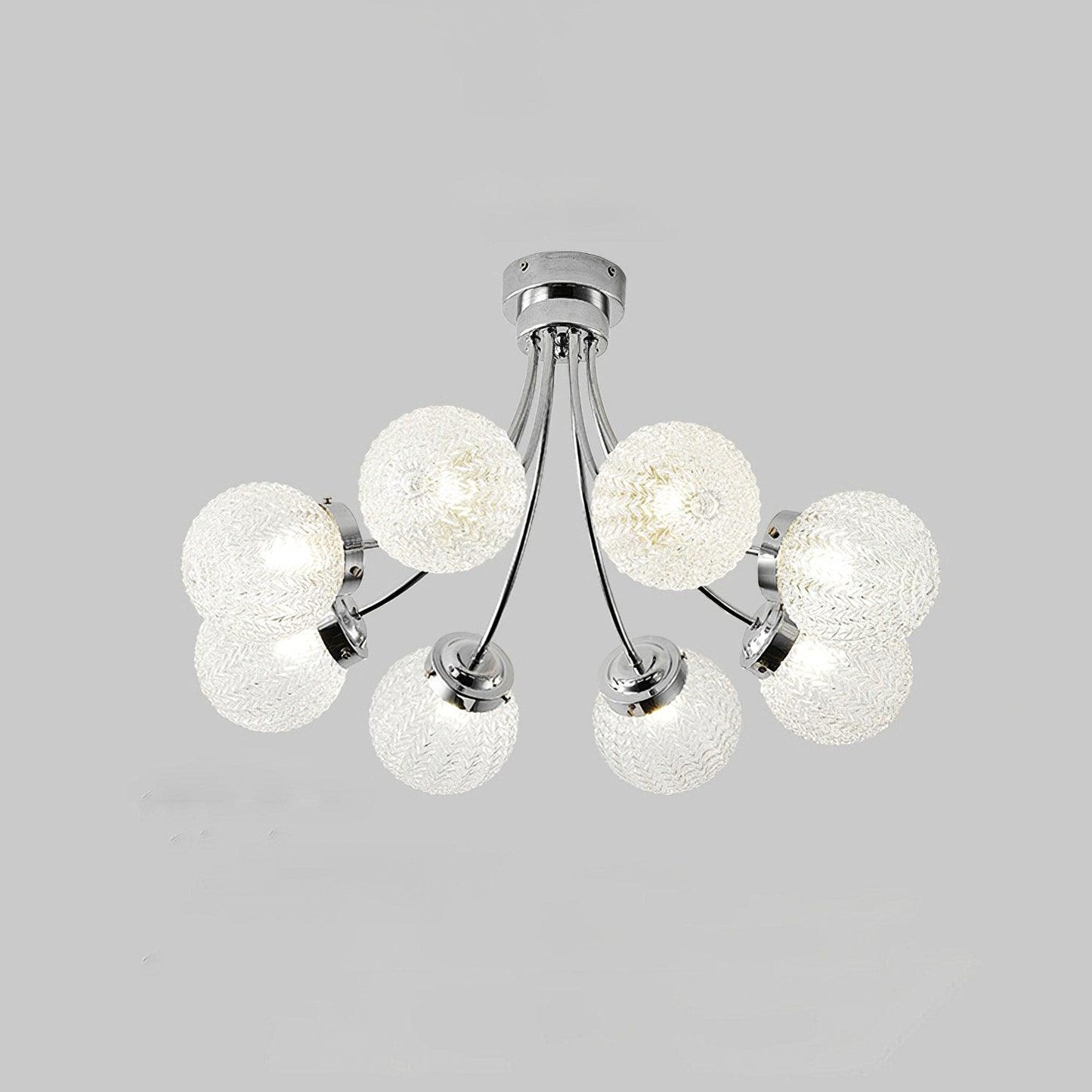 Carved Glass Ceiling Lamp | Metal & Glass | Gold/Chrome