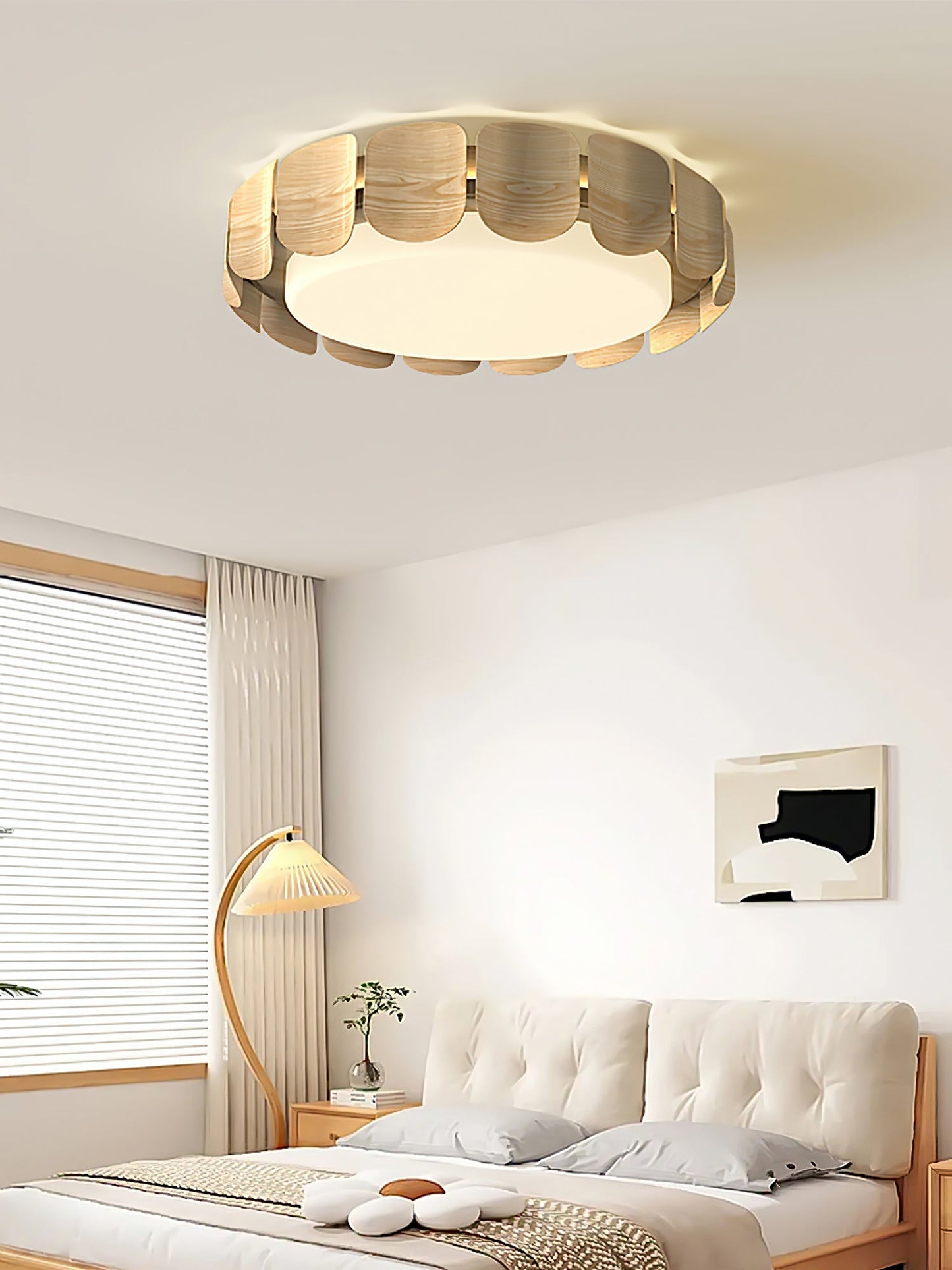 Cascadia Flare Ceiling Light | Metal & Acrylic | Walnut Wood & White