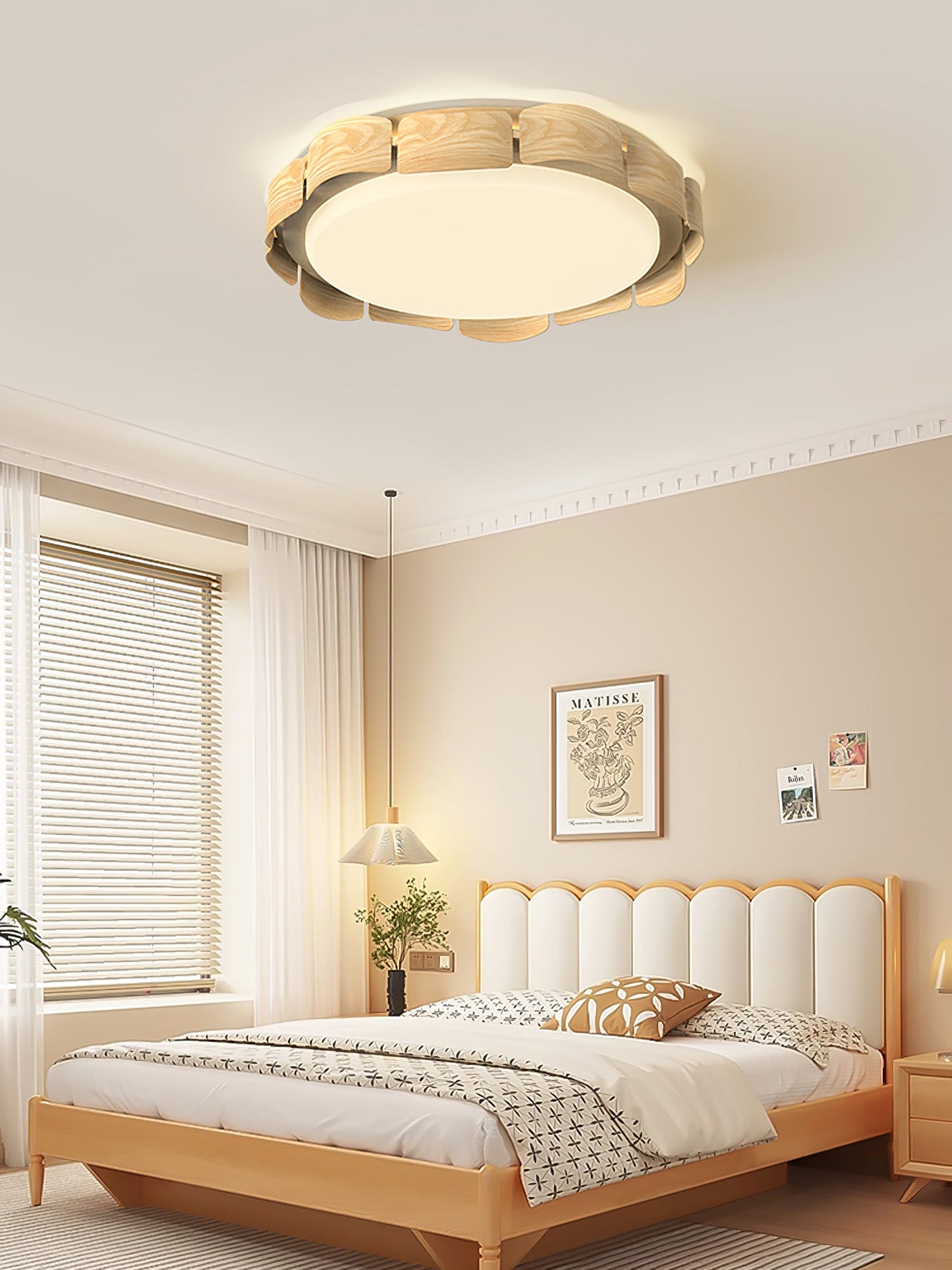Cascadia Flare Ceiling Light | Metal & Acrylic | Walnut Wood & White