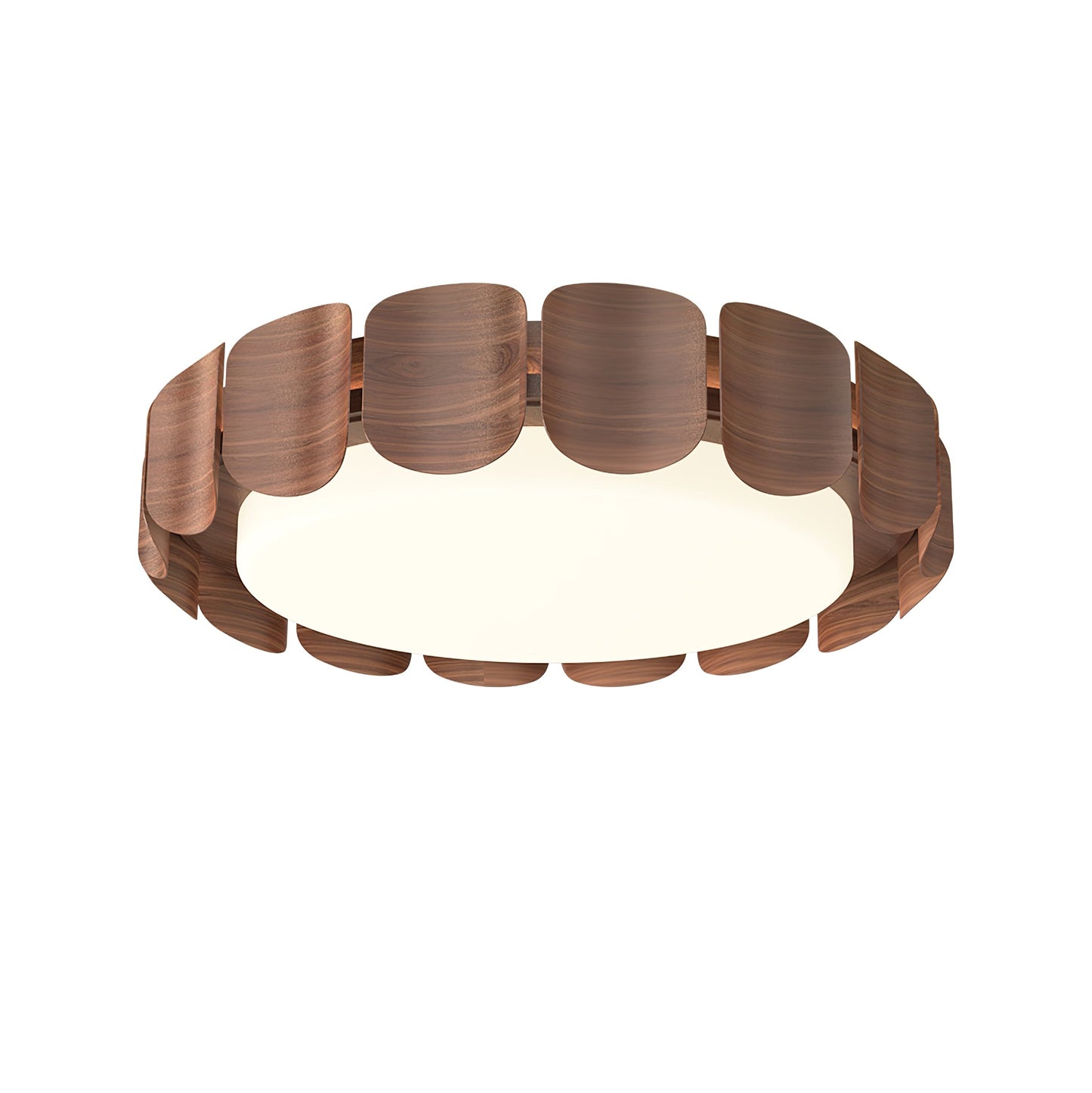 Cascadia Flare Ceiling Light | Metal & Acrylic | Walnut Wood & White