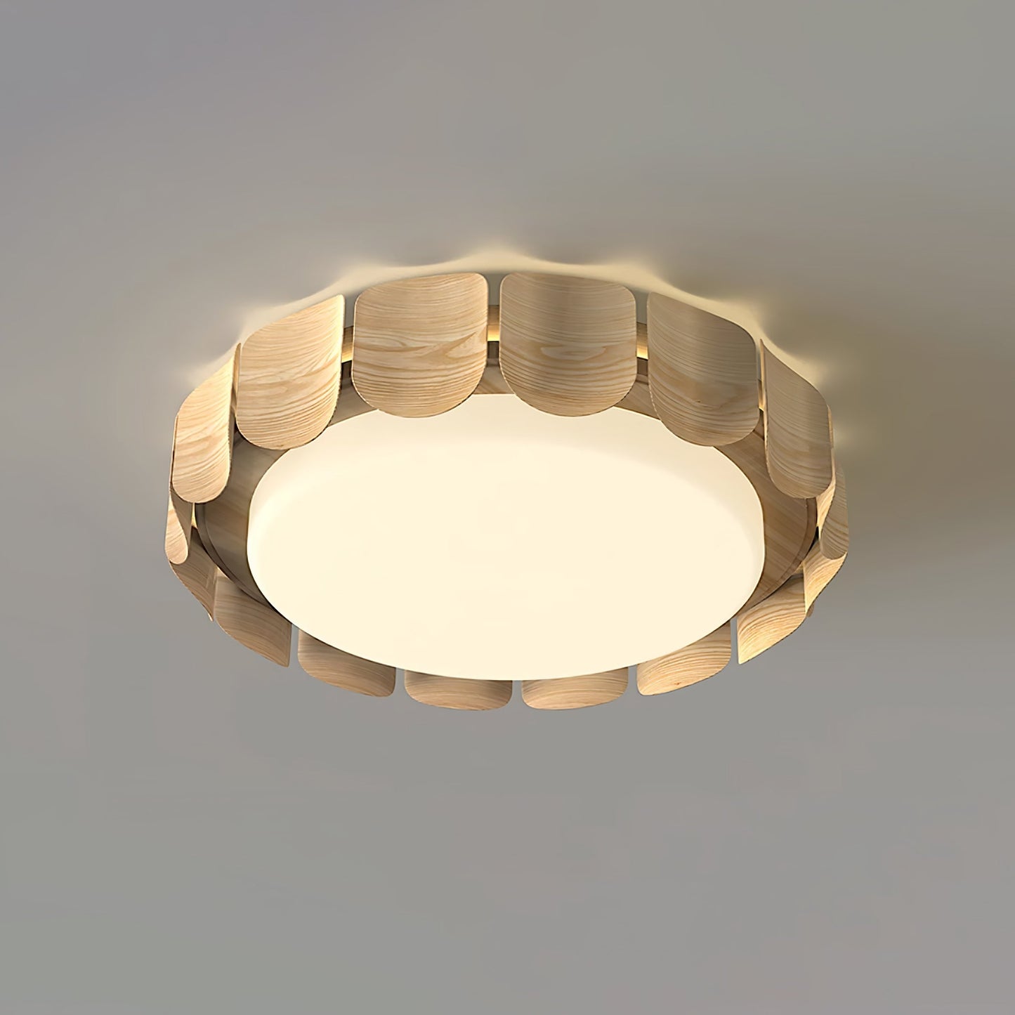 Cascadia Flare Ceiling Light | Metal & Acrylic | Walnut Wood & White