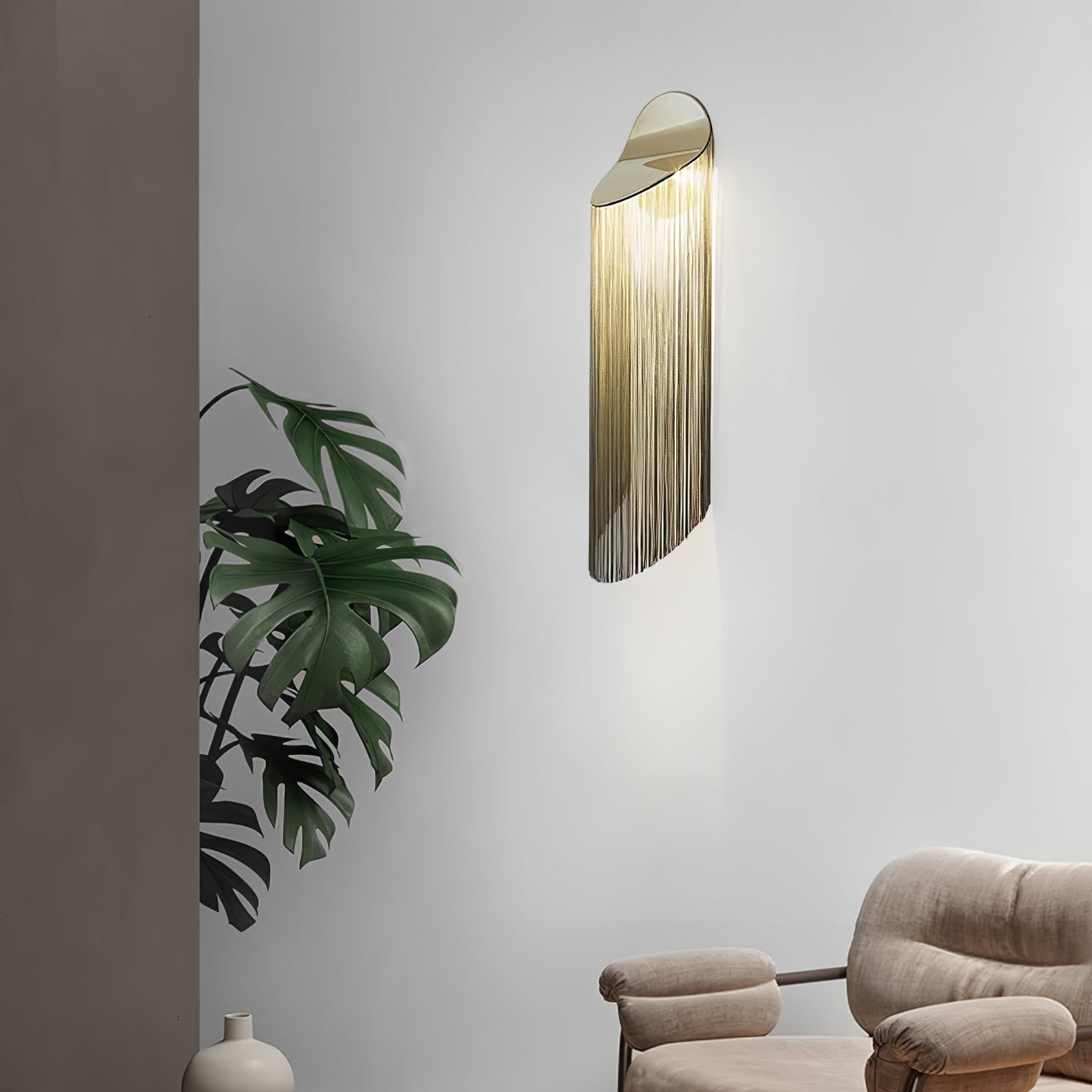 Ce Wall Sconce | Iron, Aluminum, Stainless Steel | Gold, Chrome