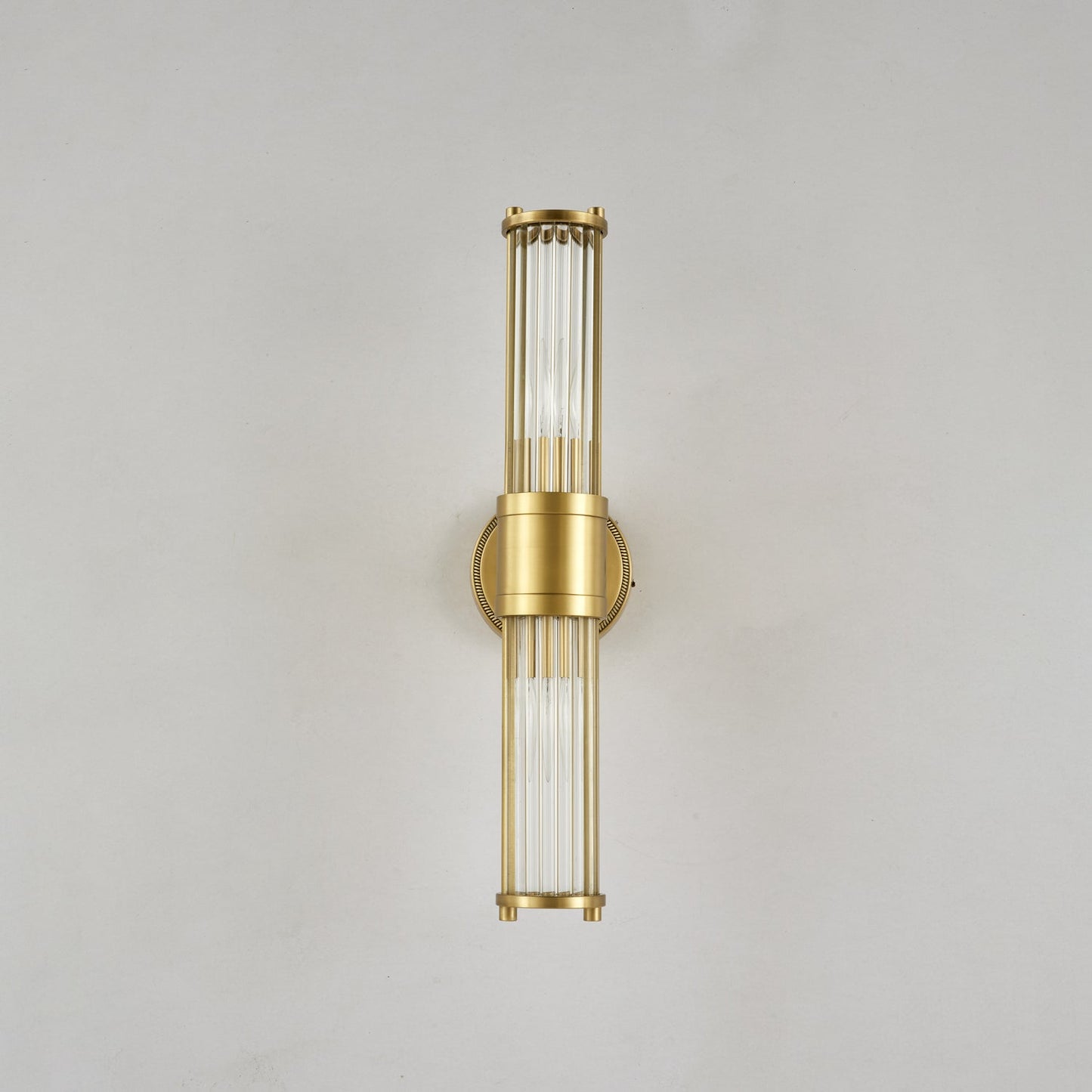 Celeste Cylinder Wall Light | Brass & Glass | Clear Shade