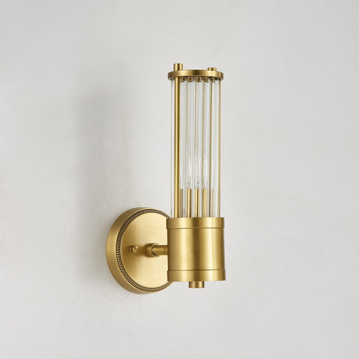 Celeste Cylinder Wall Light | Brass & Glass | Clear Shade