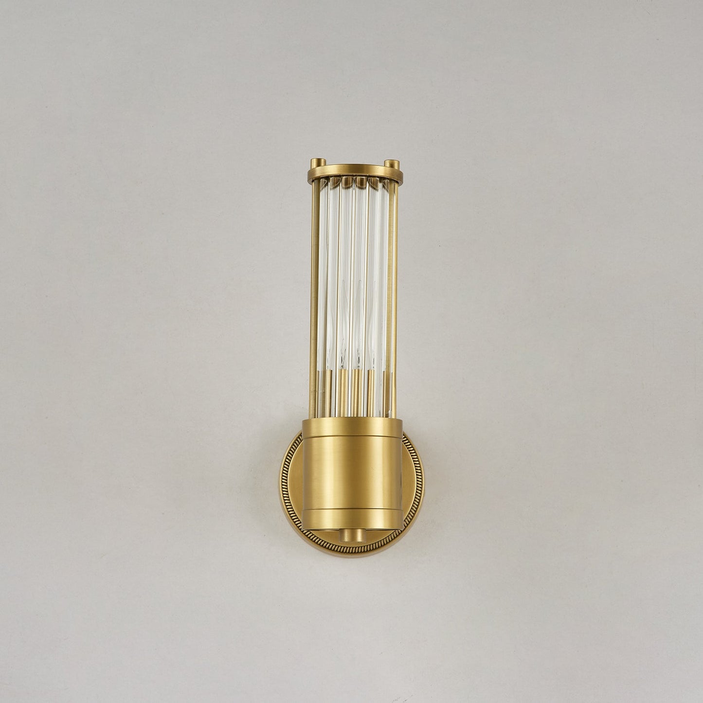 Celeste Cylinder Wall Light | Brass & Glass | Clear Shade
