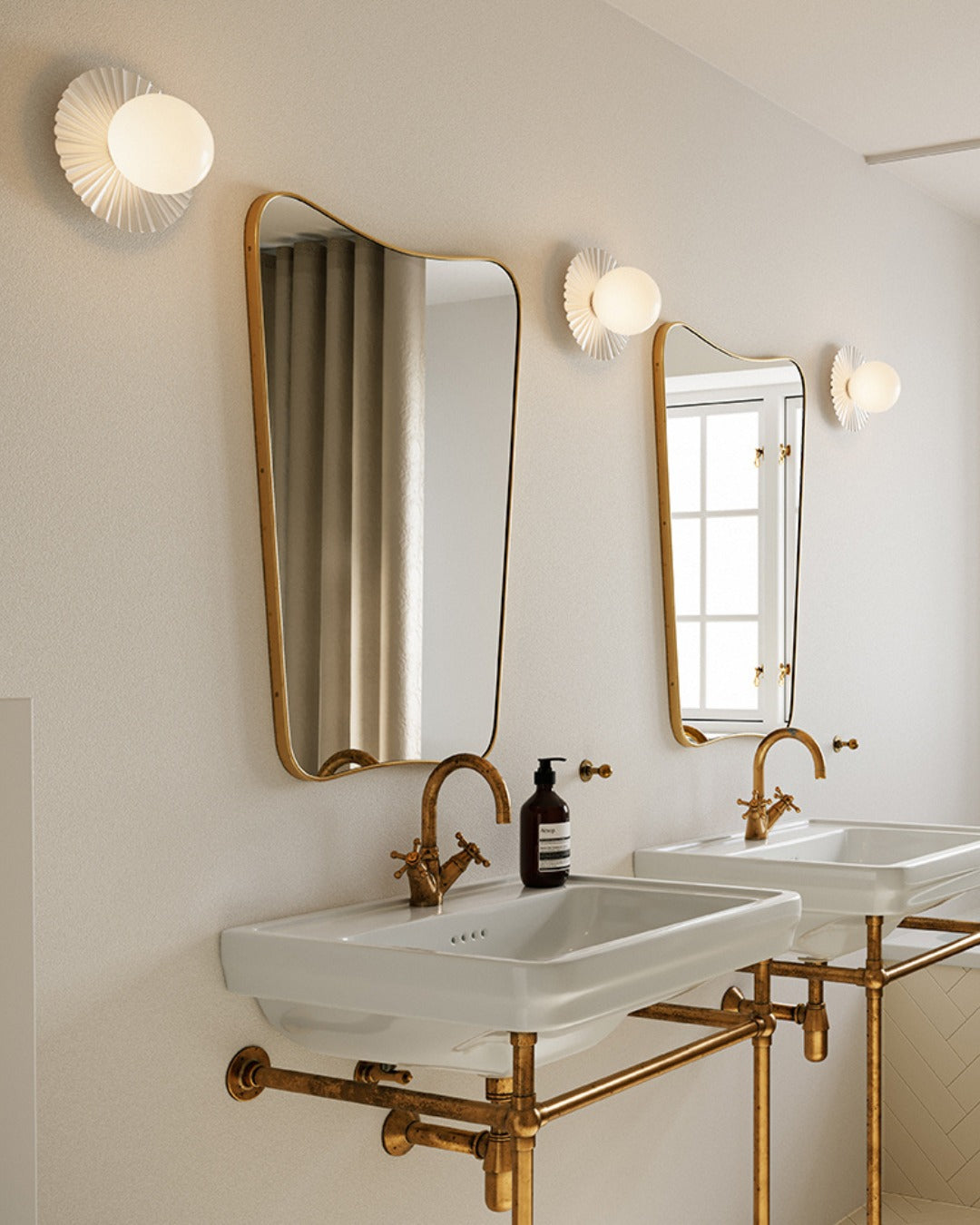 Celeste Wall Lamp | Metal, Brass, Glass | Black, White, Clear