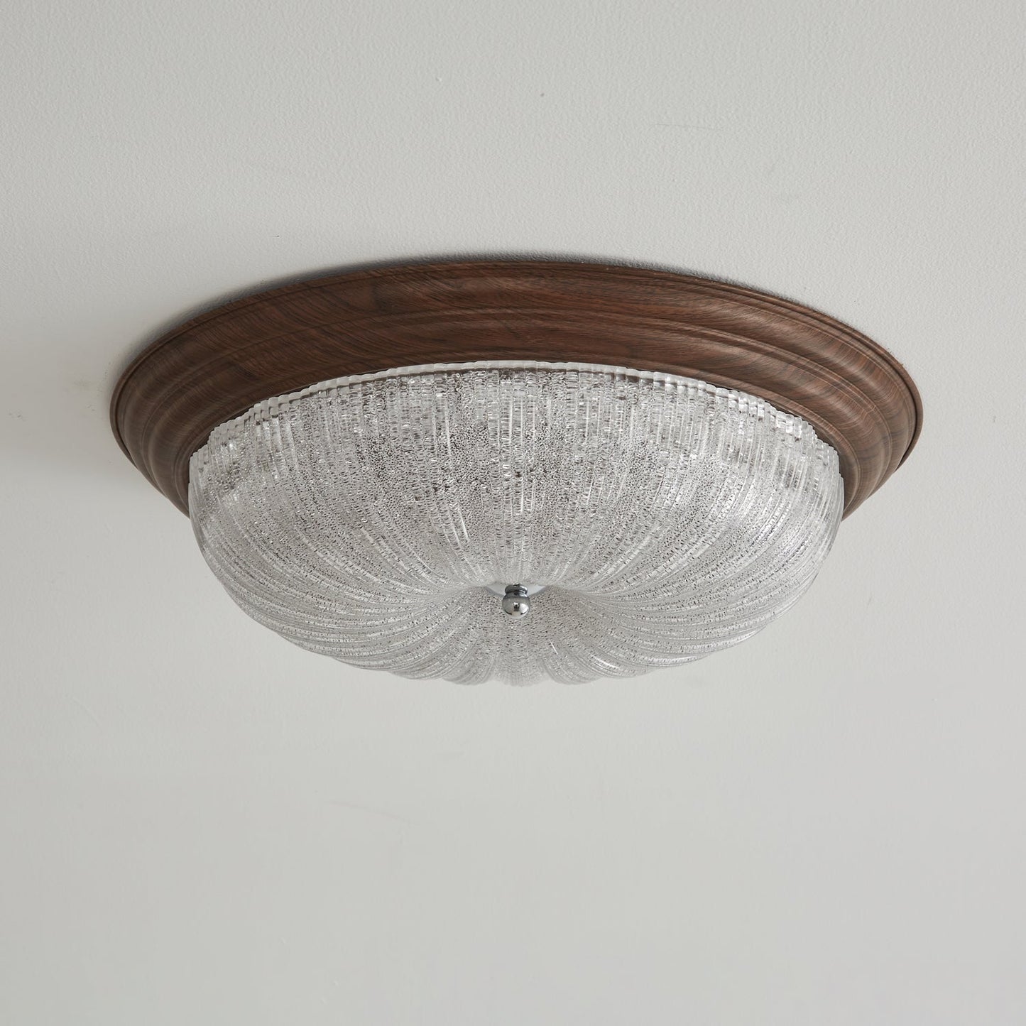 Celestia Walnut Ceiling Light | Walnut Wood Grain | White Shade