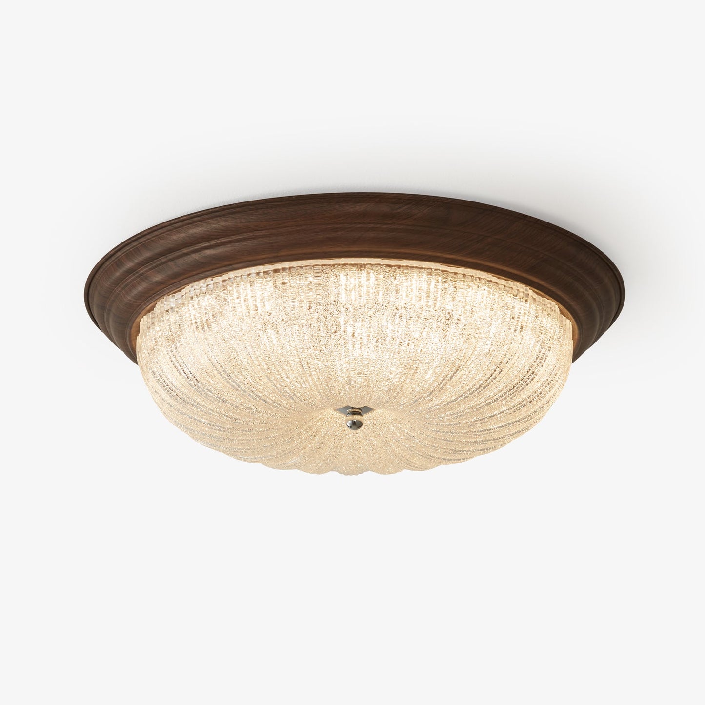 Celestia Walnut Ceiling Light | Walnut Wood Grain | White Shade