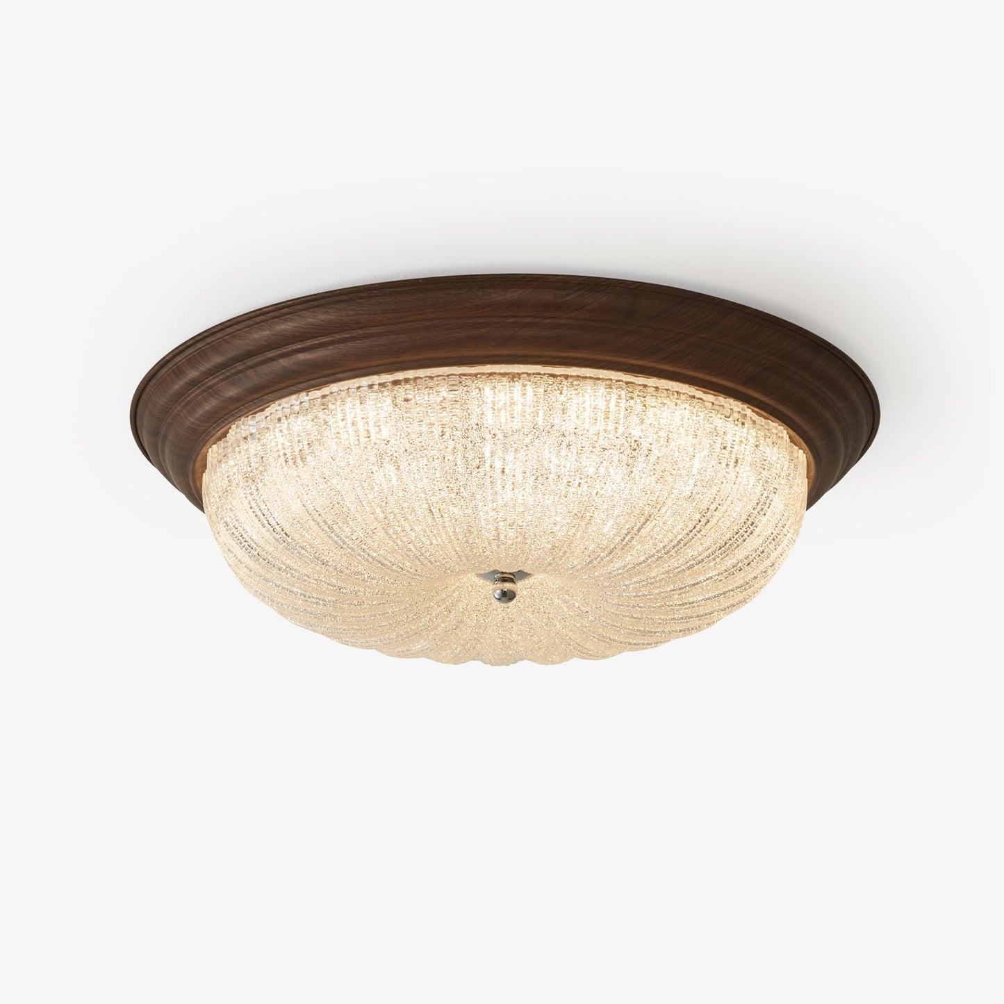 Celestia Walnut Ceiling Light | Walnut Wood Grain | White Shade