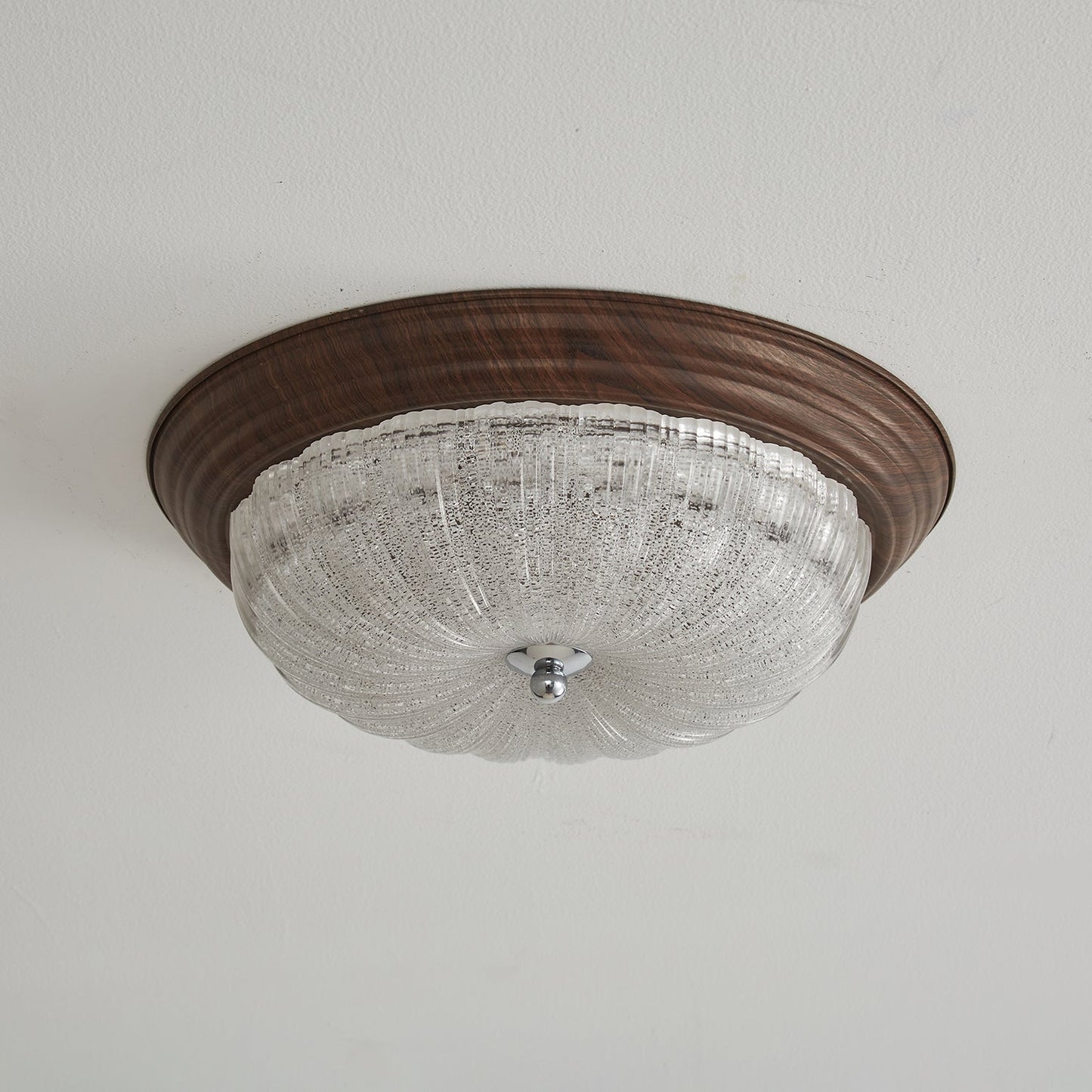 Celestia Walnut Ceiling Light | Walnut Wood Grain | White Shade