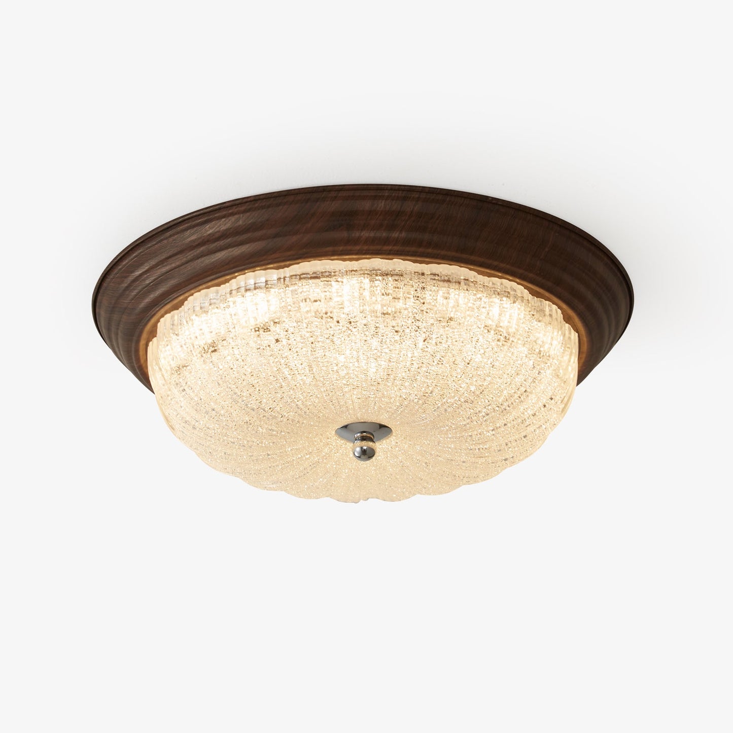 Celestia Walnut Ceiling Light | Walnut Wood Grain | White Shade