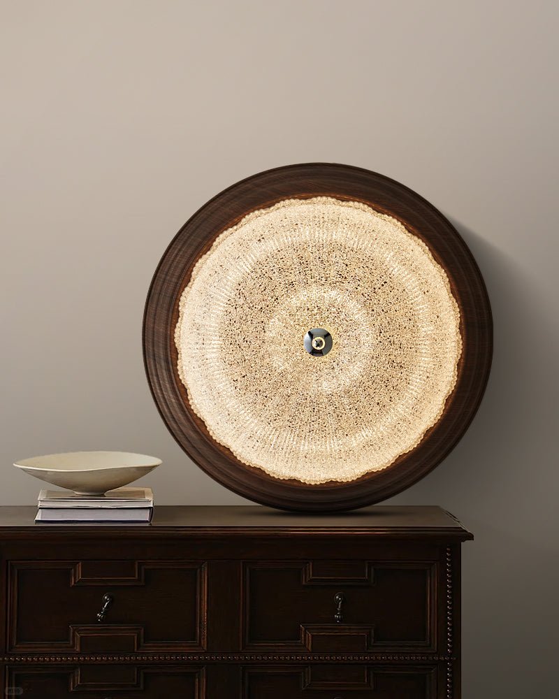 Celestia Walnut Ceiling Light | Walnut Wood Grain | White Shade