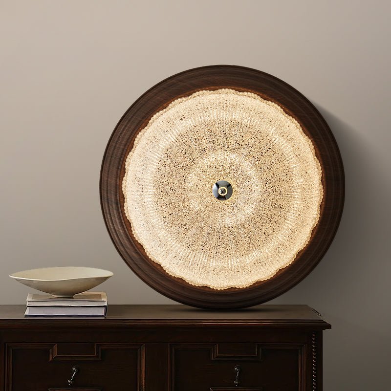 Celestia Walnut Ceiling Light | Walnut Wood Grain | White Shade