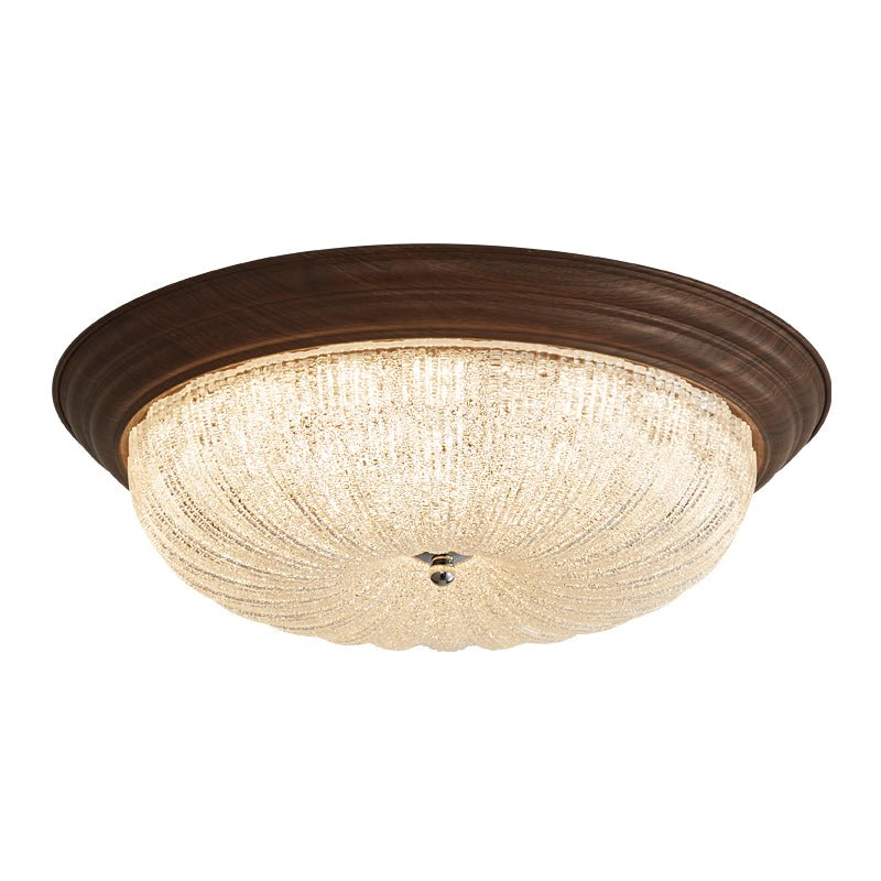Celestia Walnut Ceiling Light | Walnut Wood Grain | White Shade