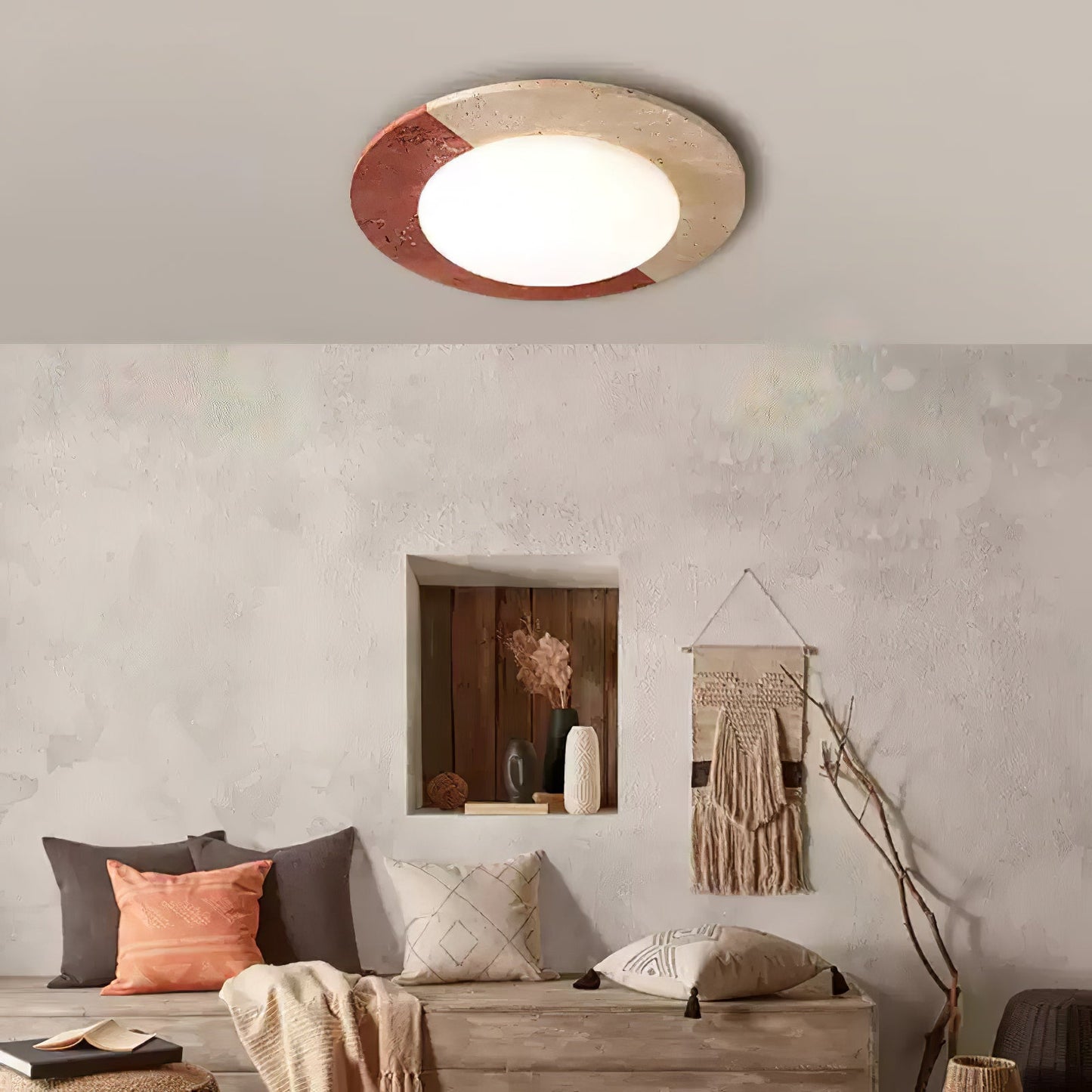 Celestial Ceiling Lamp | Travertine | Beige, Red, White